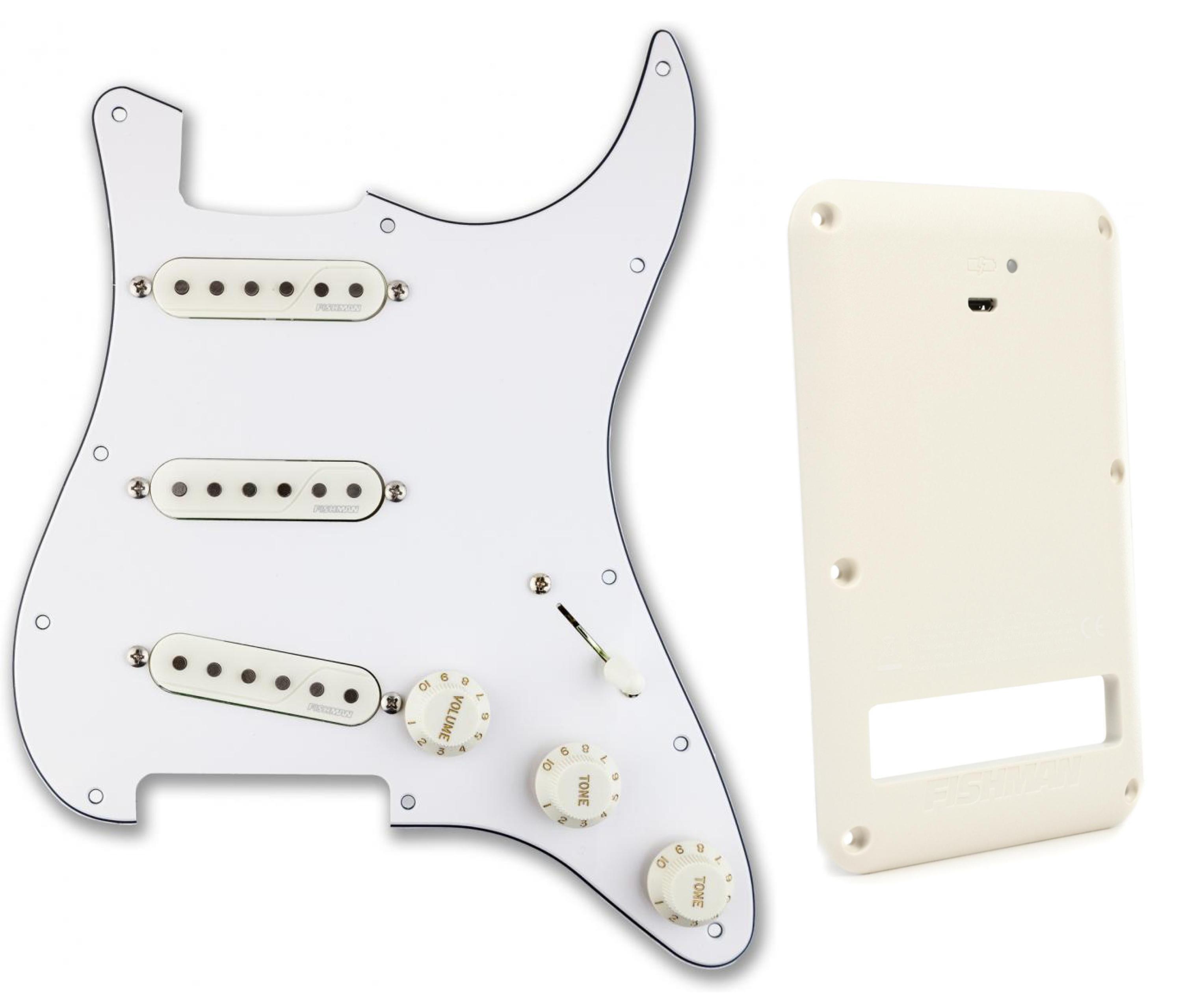 Fishman Fluence Stratocaster Loaded Pickguard - White with Battery