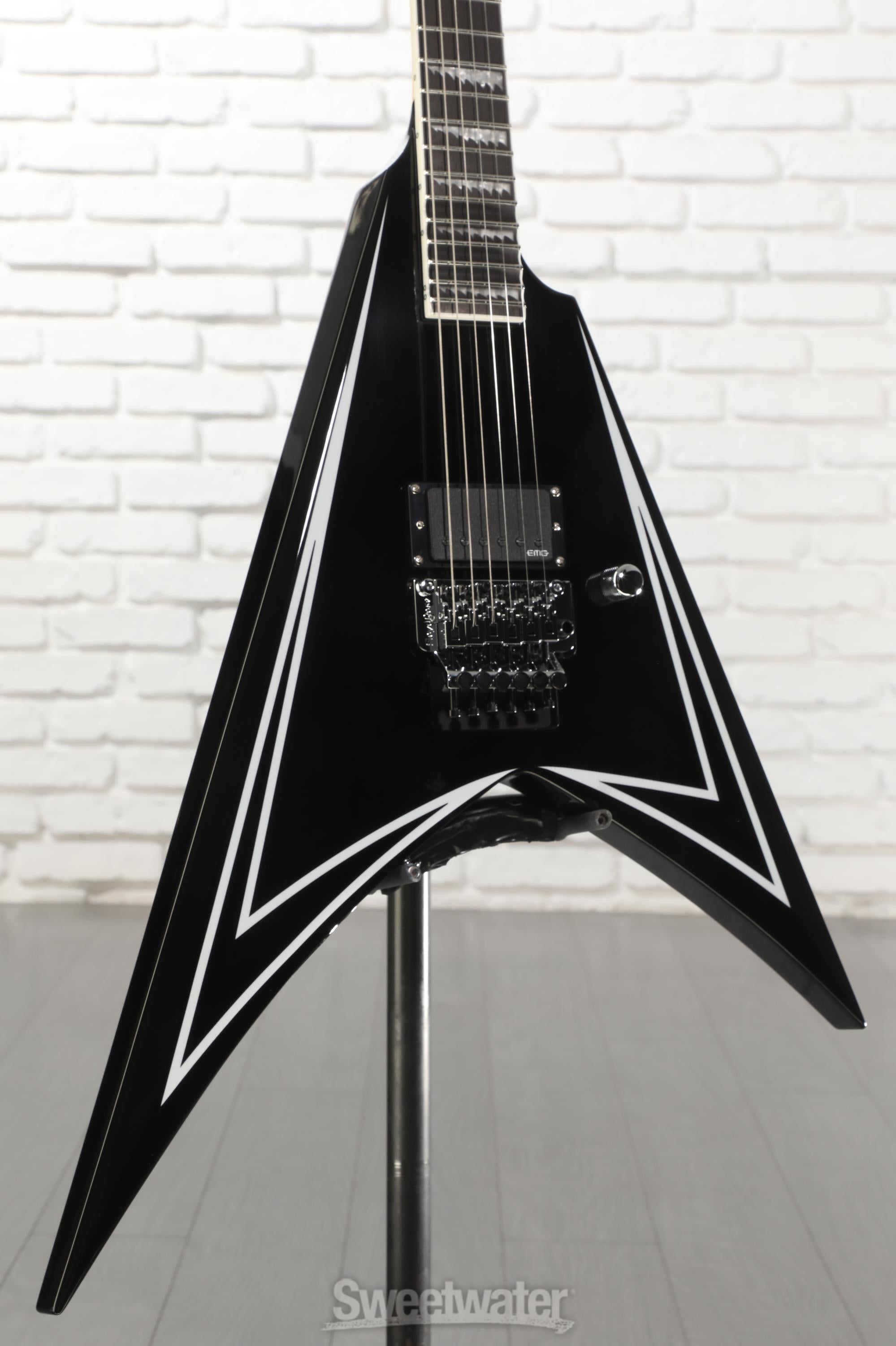 Photo of ESP LTD Alexi Laiho Sawtooth SE Electric Guitar - Black with White Pinstripes