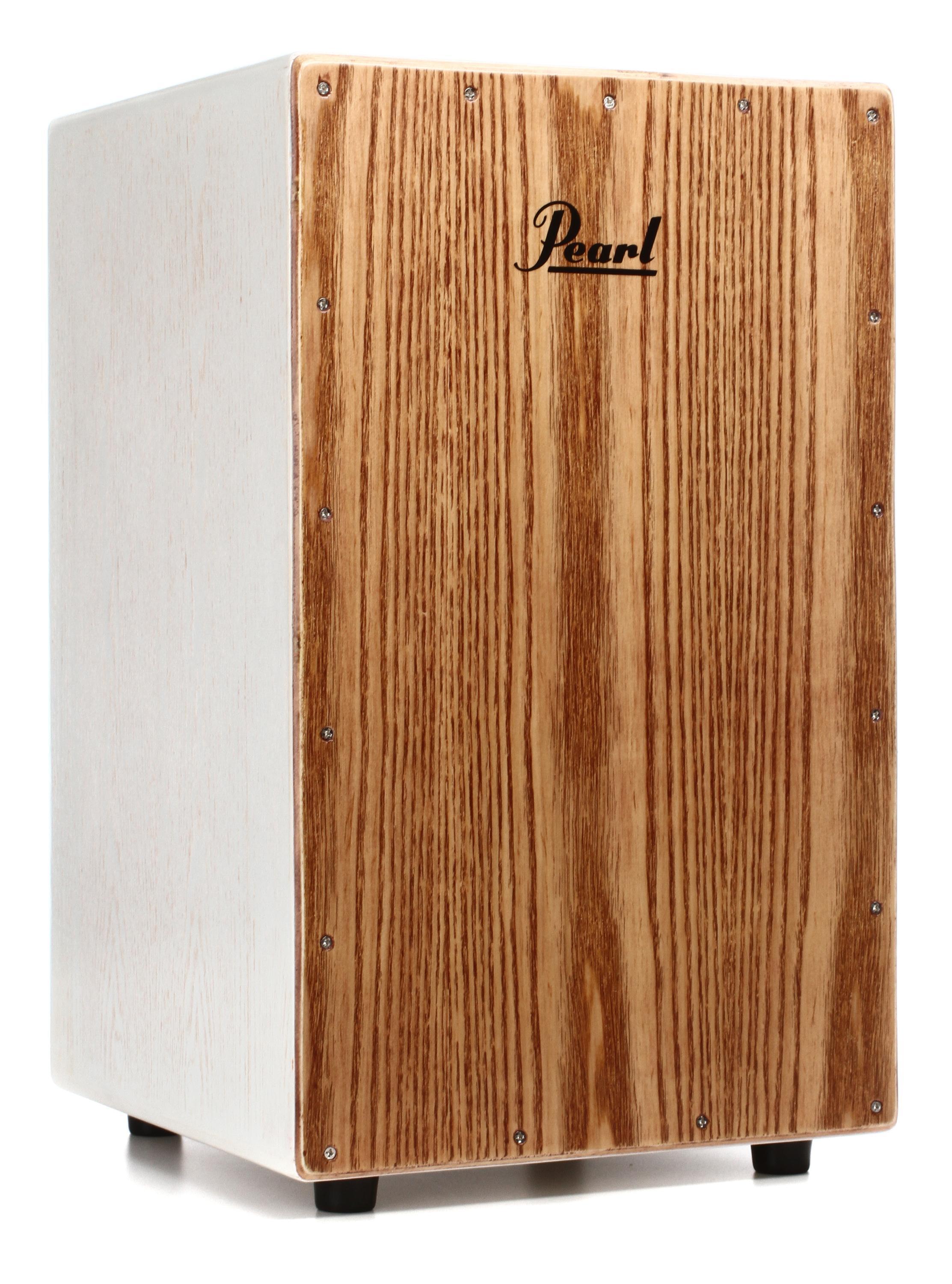 Pearl Ash Cajon with Bag - White Lacquer w/Brown Faceplate