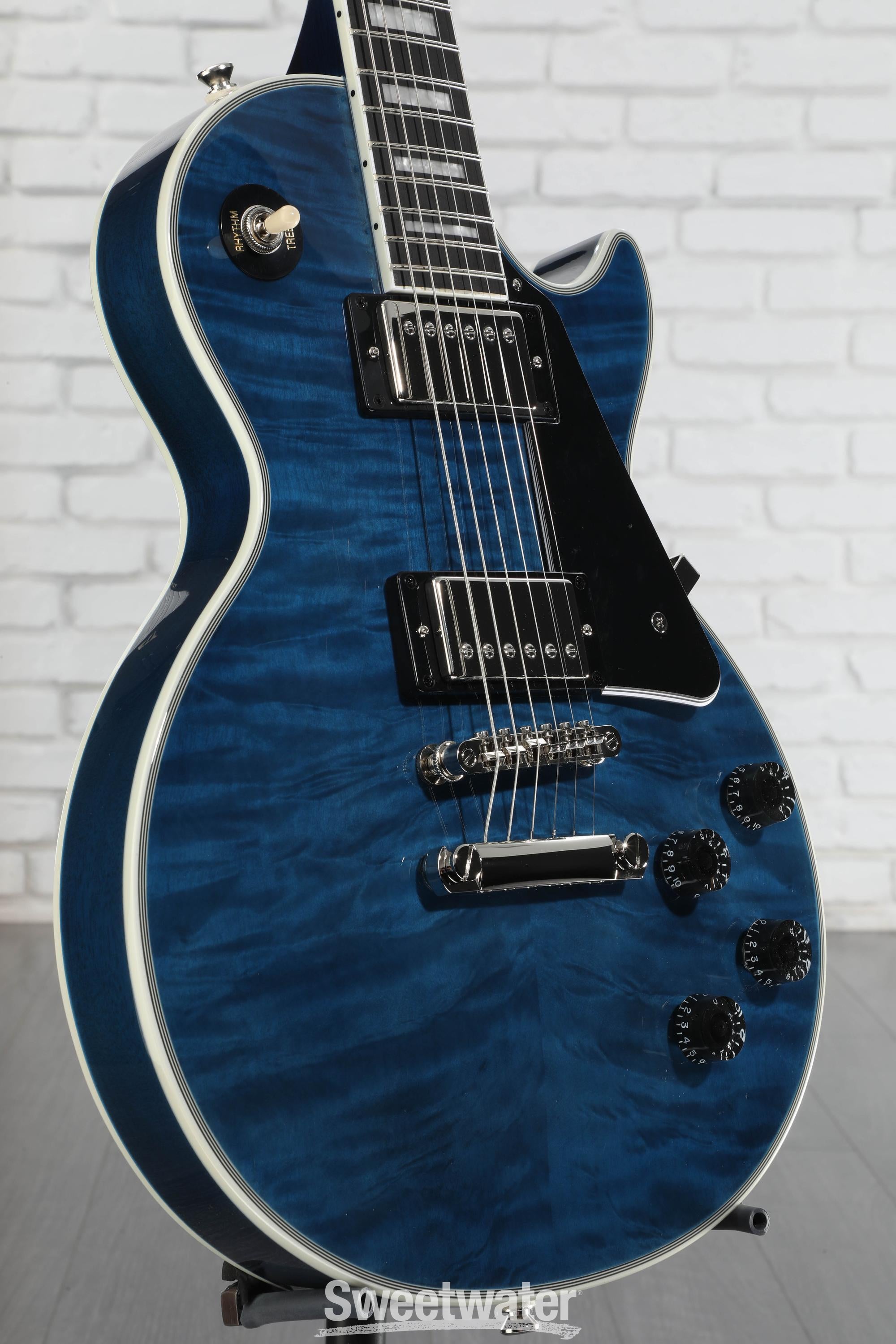 ギター Epiphone Les Paul Quilt Viper Blue Epiphone Les Paul Custom Quilt in Viper Blue w/Premium GigBag