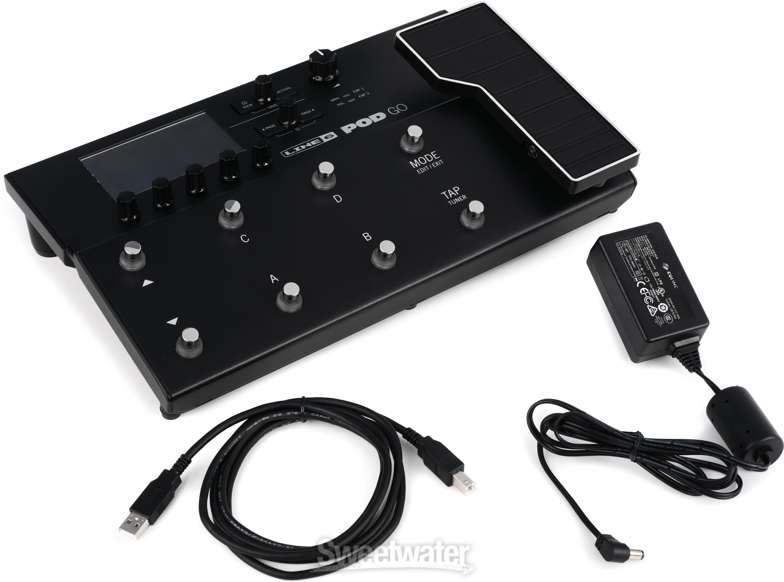 Line 6 POD GO Guitar Multi-Effects Processor, Gator G-MIX-B 1515 Bag, (2)  1/4 Cable Bundle