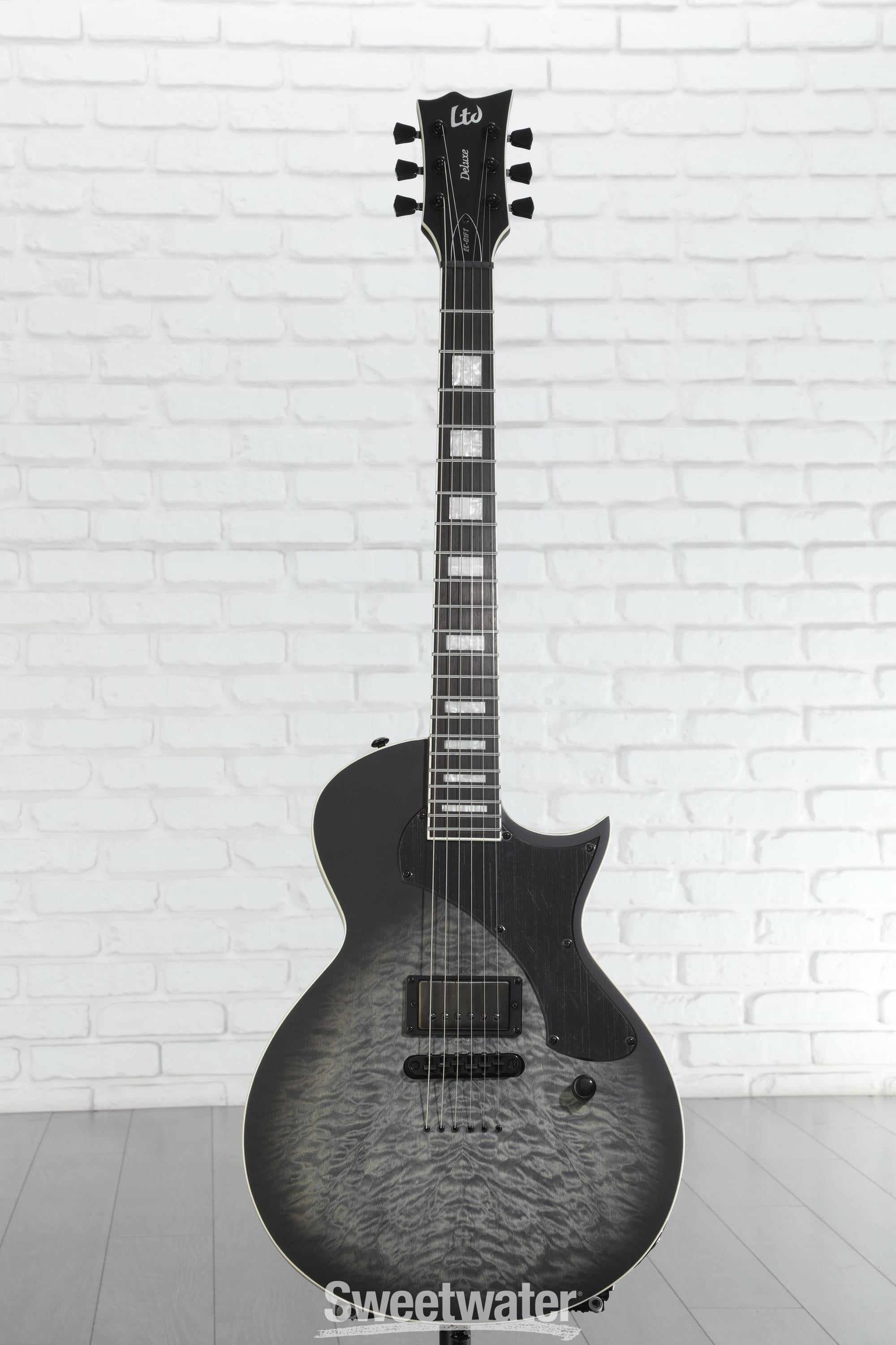 ESP LTD EC-01FT Electric Guitar - Charcoal Burst Satin Teardrop