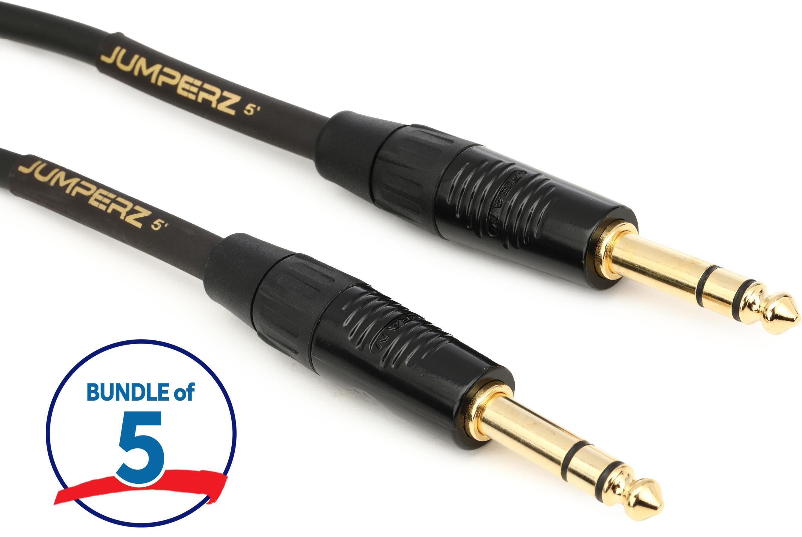 Photo of JUMPERZ JG2TRS-5 Gold TRS Cable - 5 foot (5-Pack)