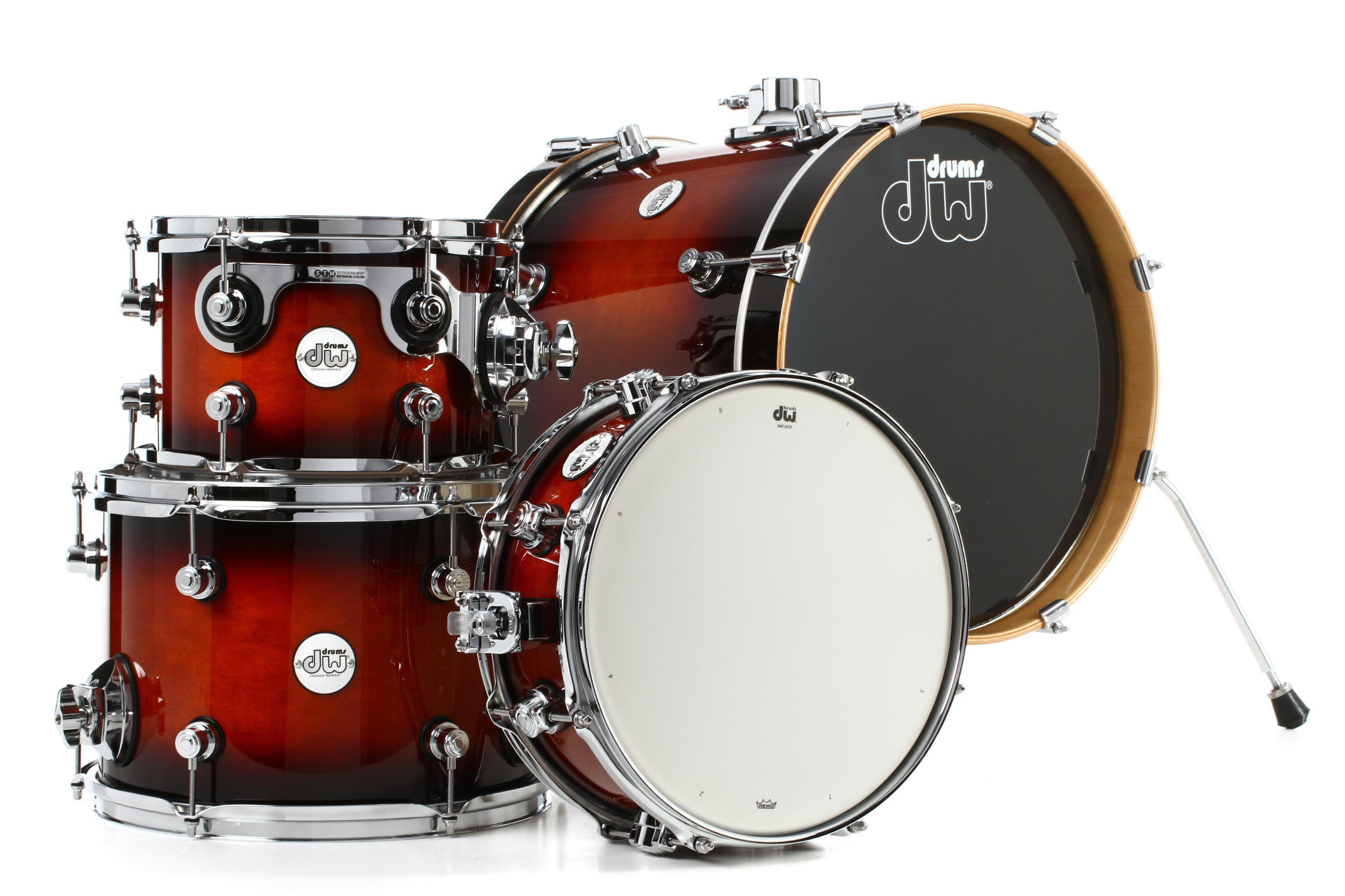 DW DDLG1604TB Design Series Mini-Pro 4-piece Shell Pack with Snare Drum -  Tobacco Burst
