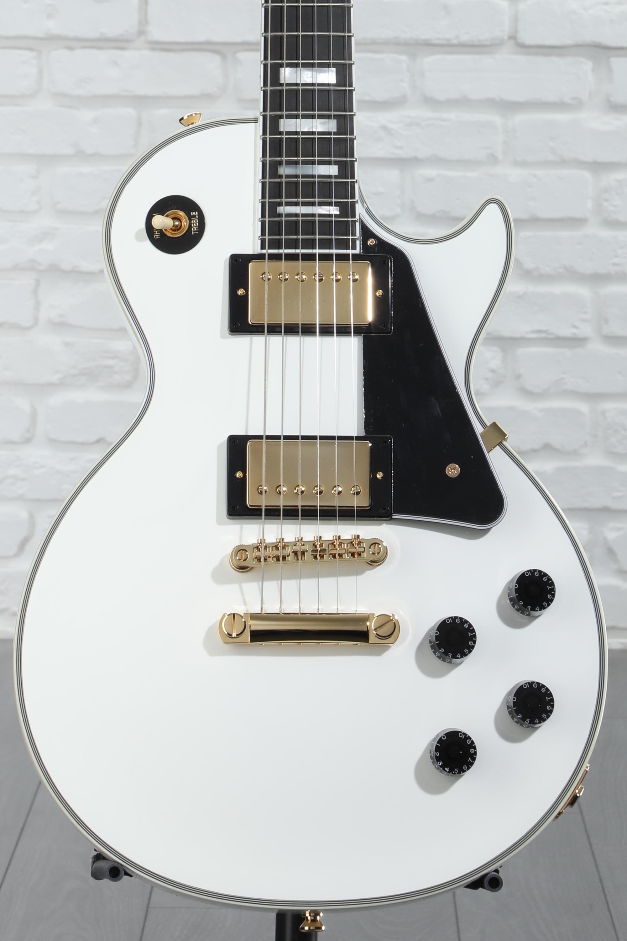 ギター Epiphone Les Paul Custom Pro White Epiphone Les Paul Custom Pro Electric Guitar - Alpine White