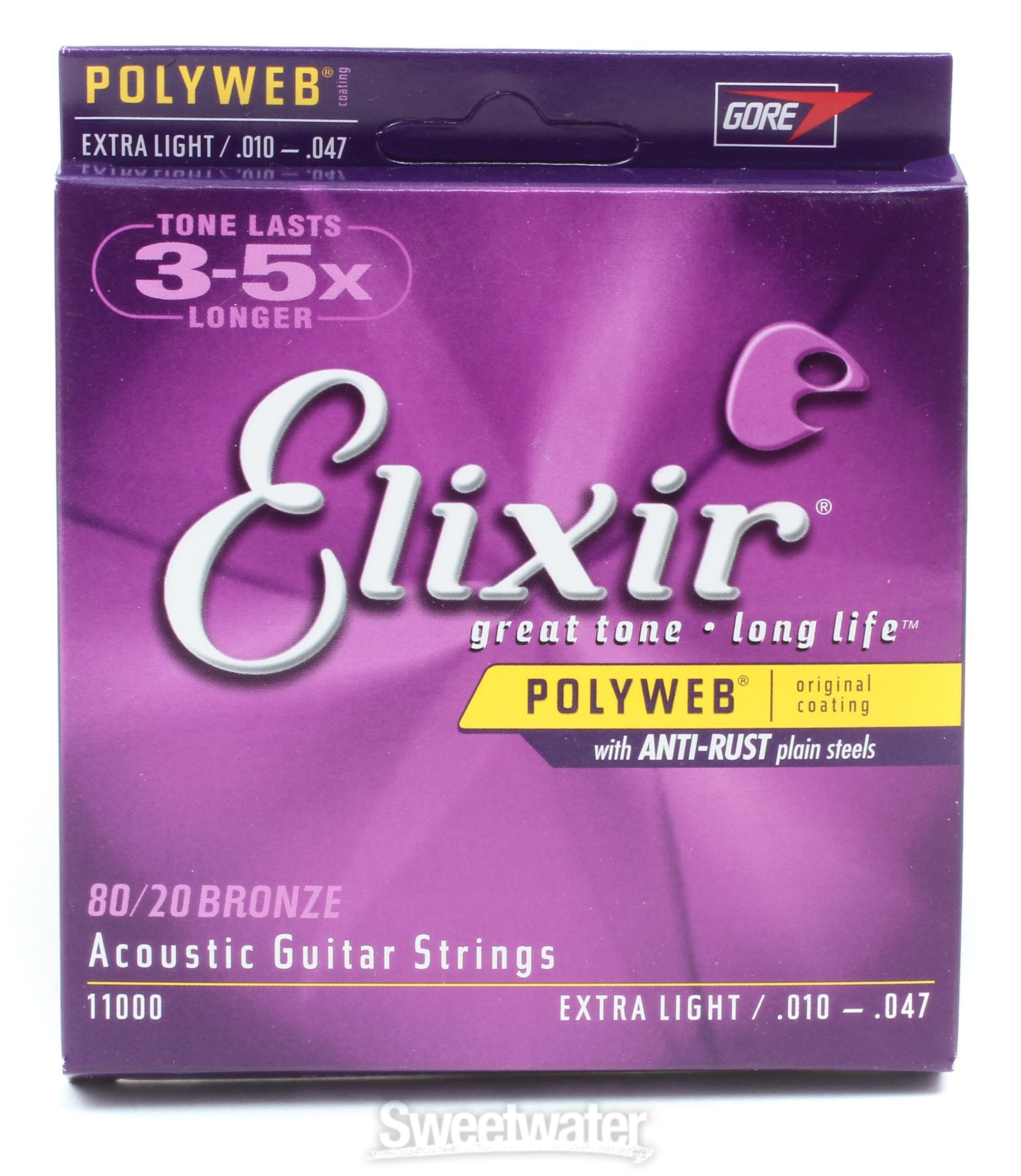 Elixir Strings 11000 Polyweb 80 20 Bronze Extra Light Acoustic