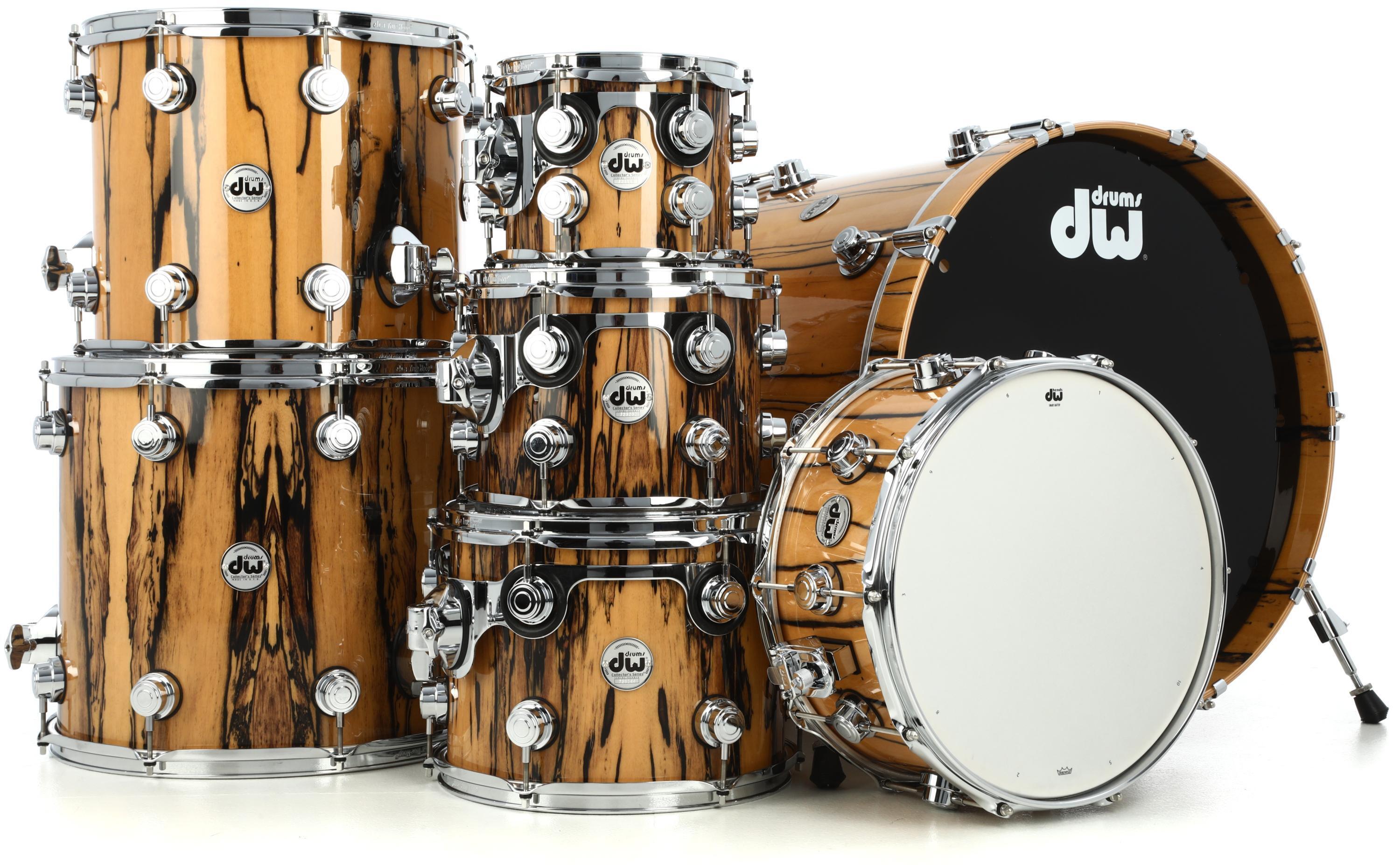 DW Collector's Series Exotic 7piece Shell Pack with Snare Drum Natural Lacquer over Ivory