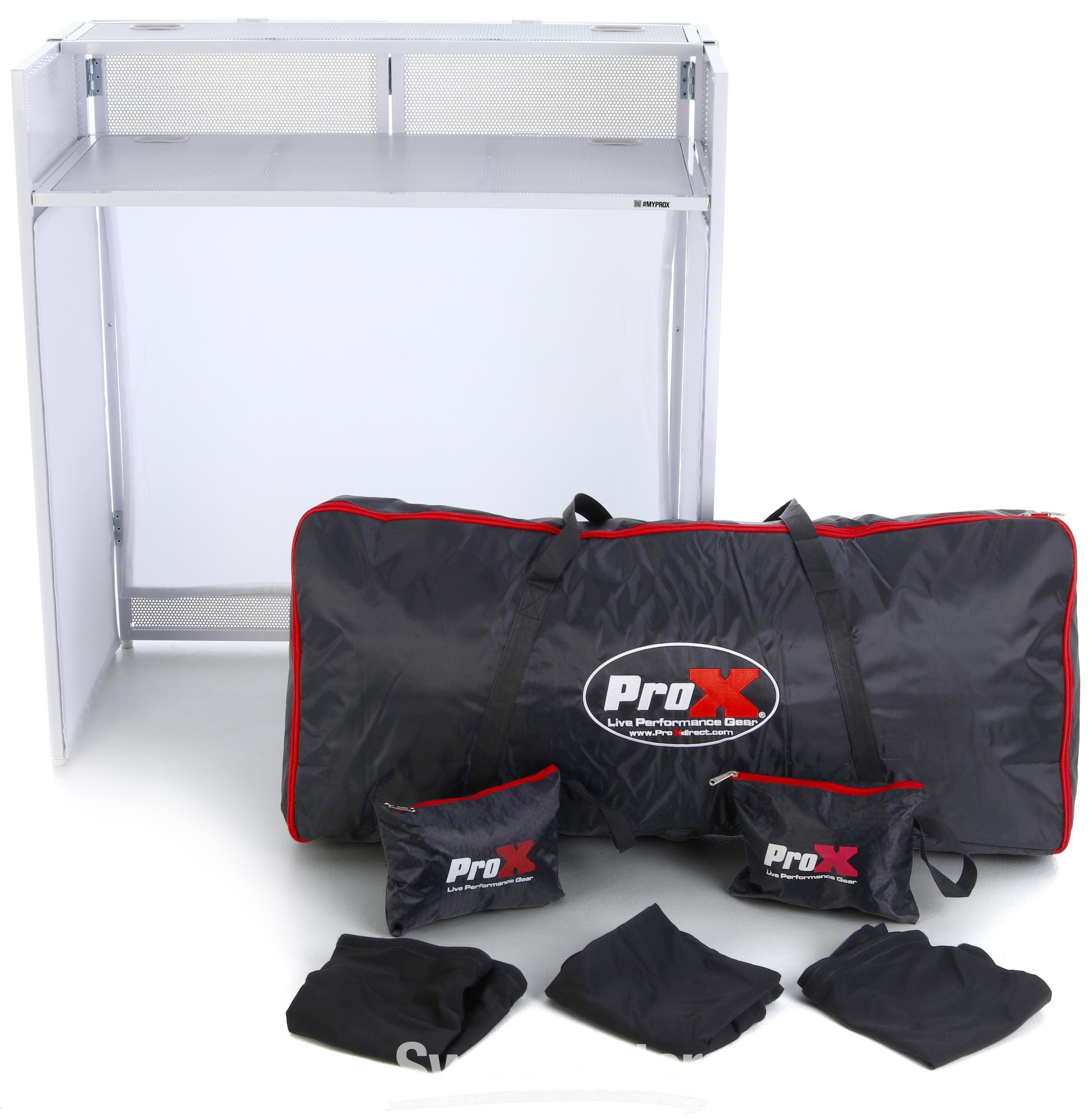 ProX Vista DJ Booth and Workstation with Scrim Kit - White