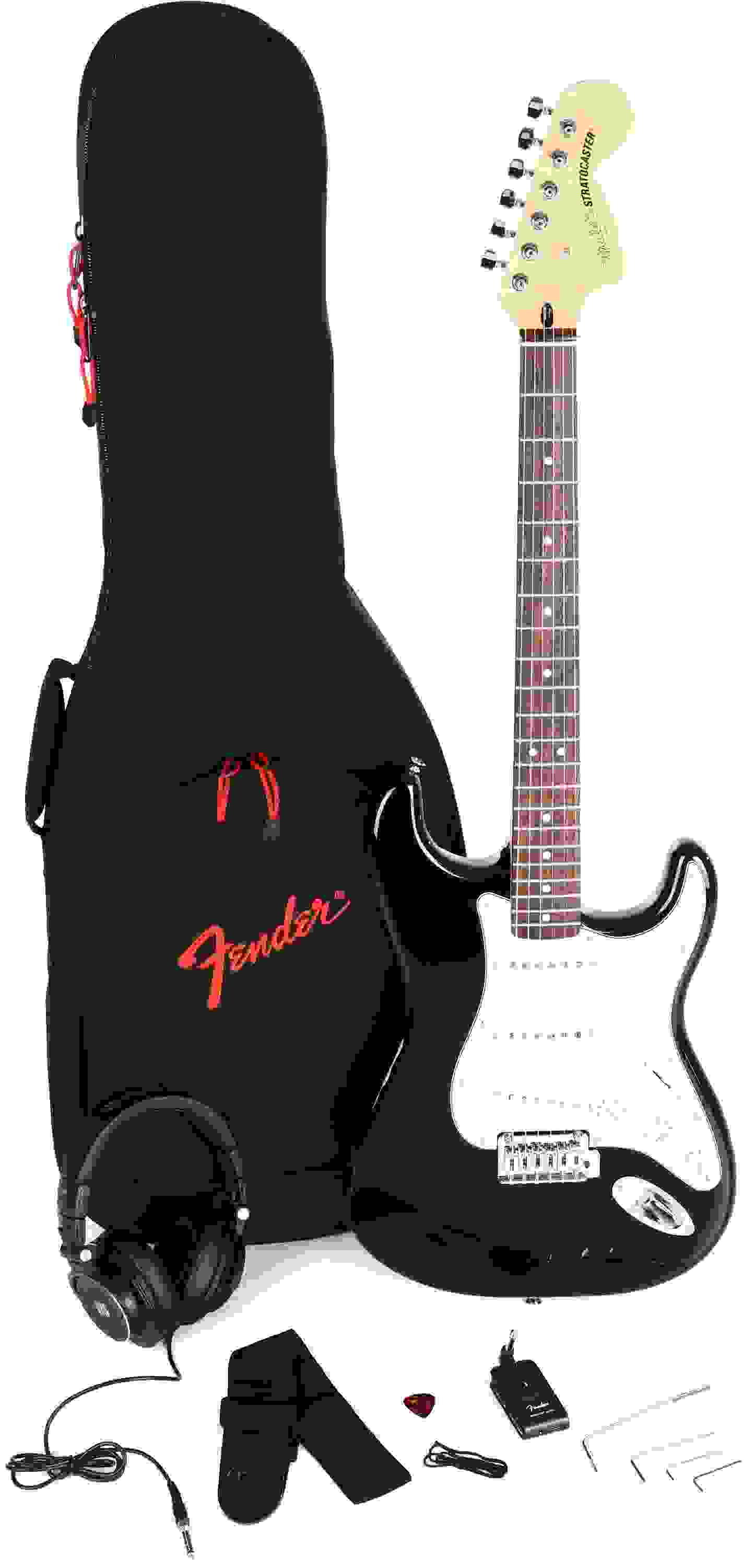 Squier Affinity Series Stratocaster Electric Guitar Mustang Micro Pack - Black