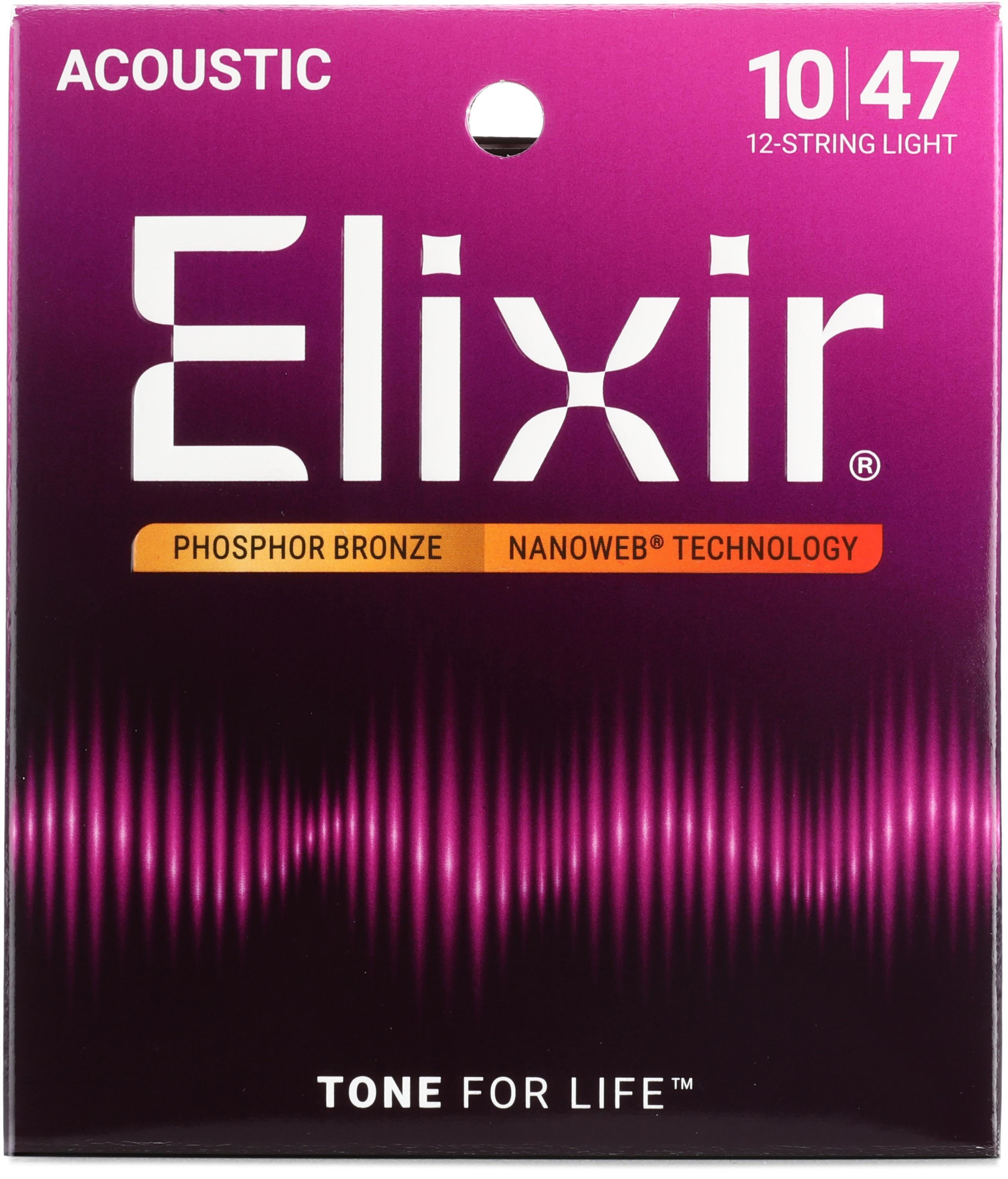 Photo of Elixir Strings 16152 Nanoweb Phosphor Bronze Acoustic Guitar Strings - .010-.047 12-string Light