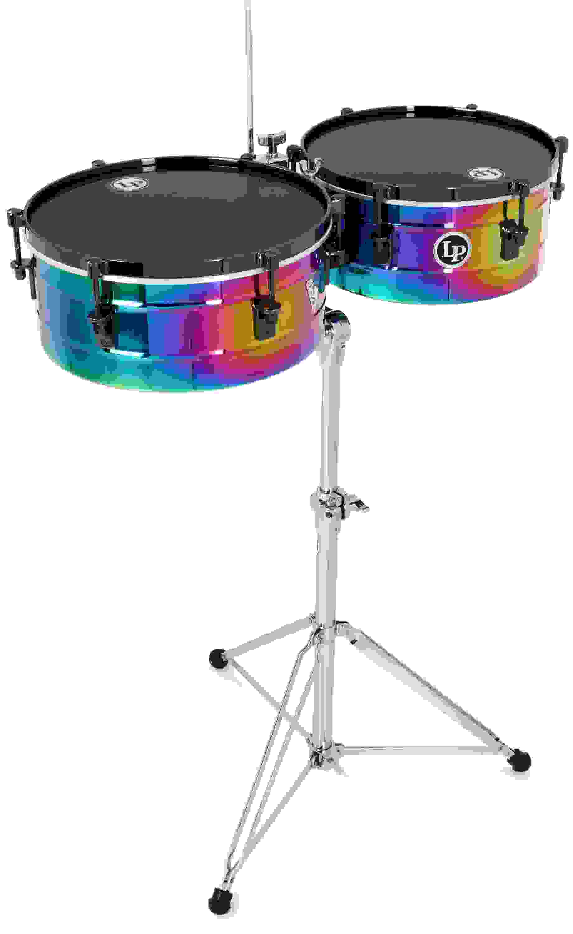 Latin Percussion Tony Succar Signature Timbales Rainbow Chrome Black Chrome Hardware