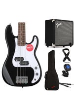 Photo of Squier Mini Precision Electric Bass and Fender Rumble 15 Amp Essentials Bundle - Black