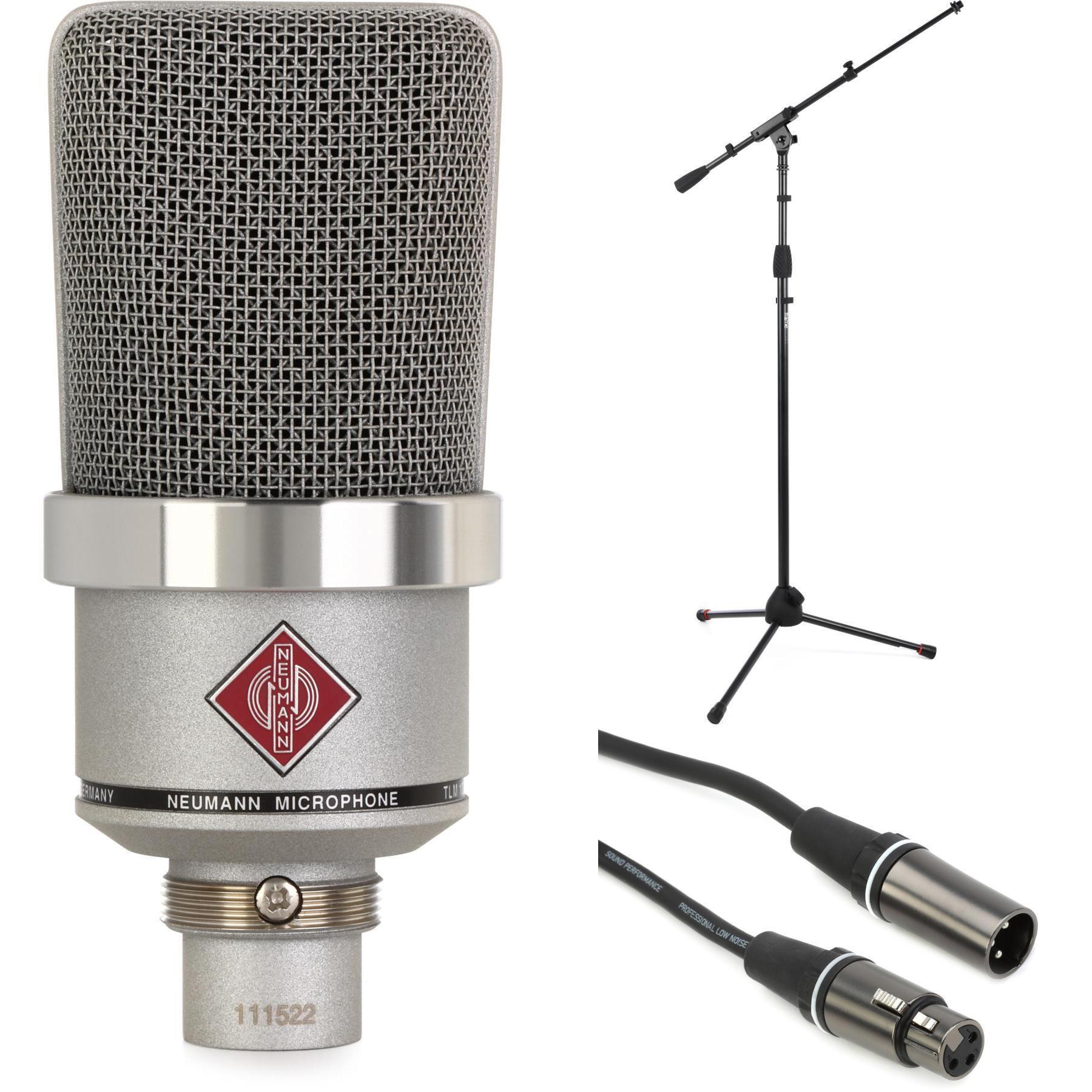 Neumann TLM 102 Large-diaphragm Condenser Microphone Bundle with Stand and  Cable - Nickel