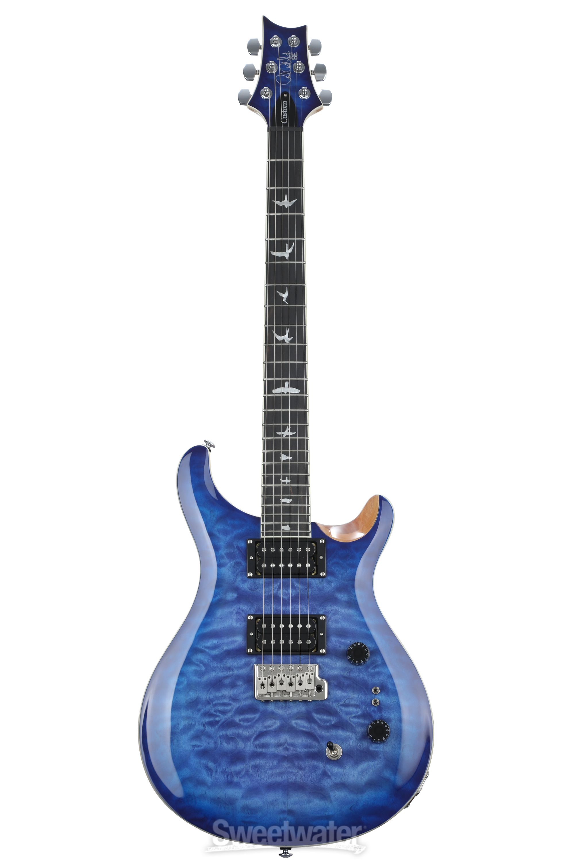 PRS SE Custom 24-08 Quilt Top Electric Guitar - Faded Blue Burst,  Sweetwater Exclusive