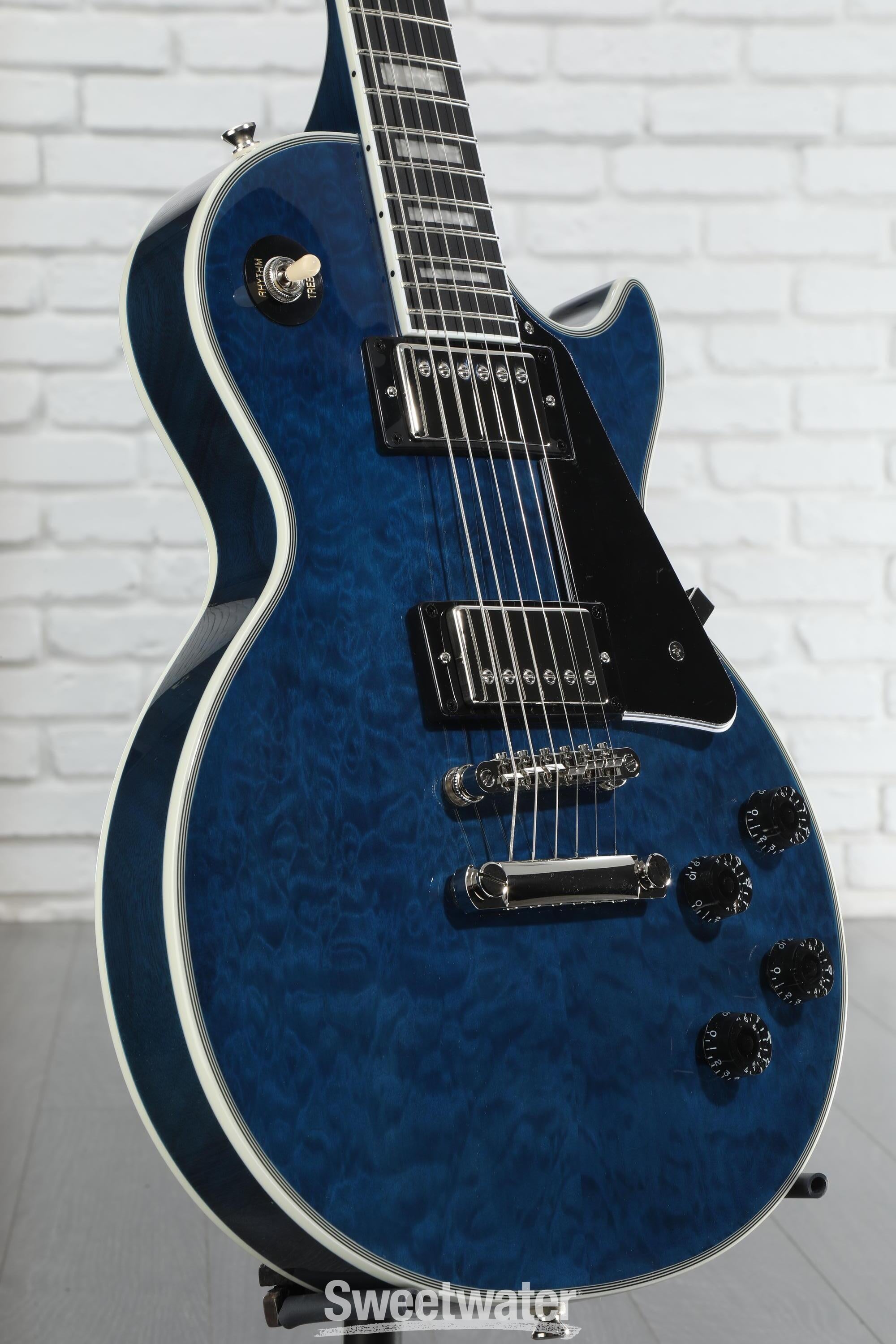 ギター Epiphone Les Paul Quilt Viper Blue Epiphone Les Paul Custom Quilt in Viper Blue w/Premium