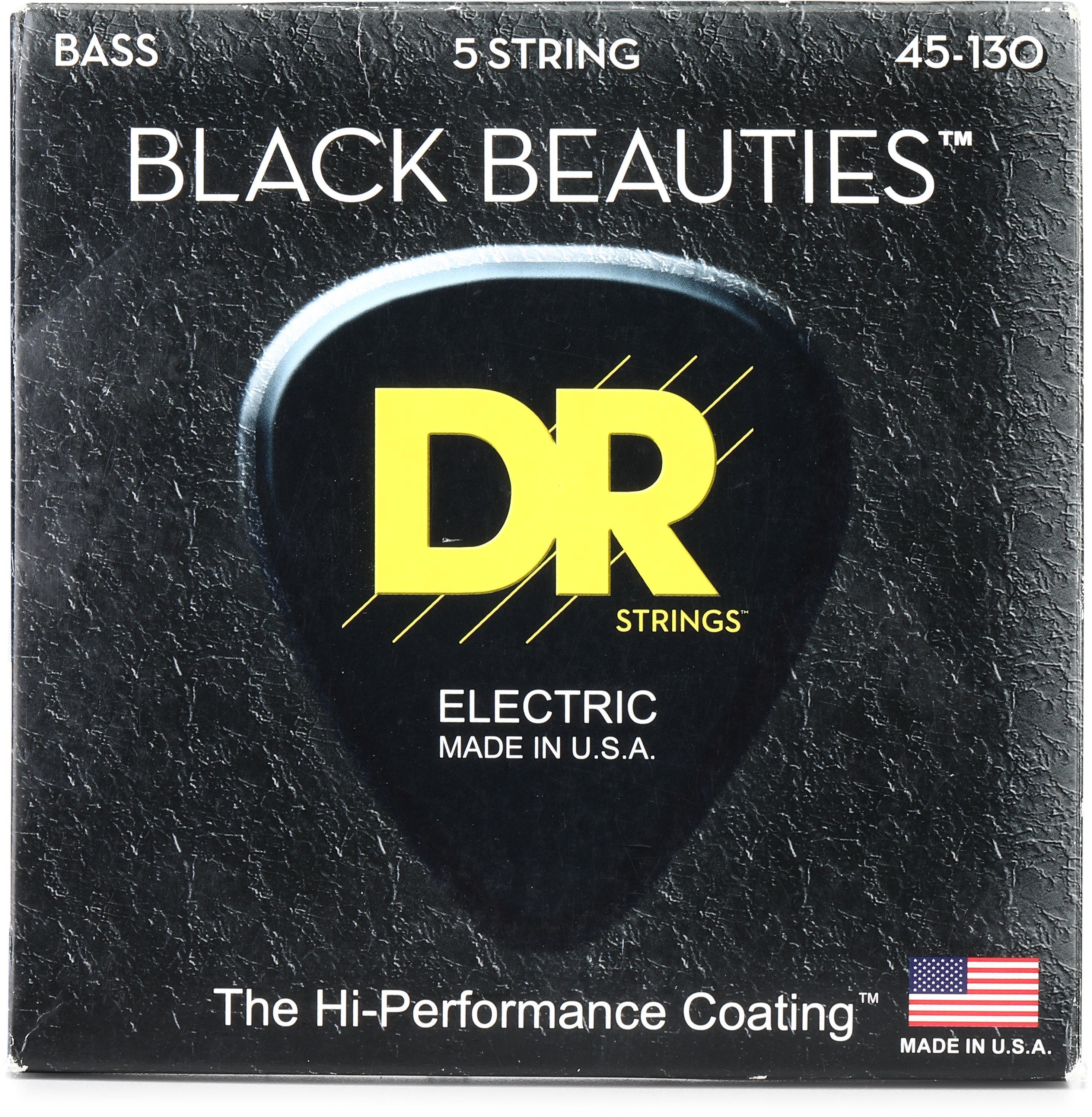 Photo of DR Strings Black Beauties Electric Bass Guitar Strings - .045-.130 Medium-heavy