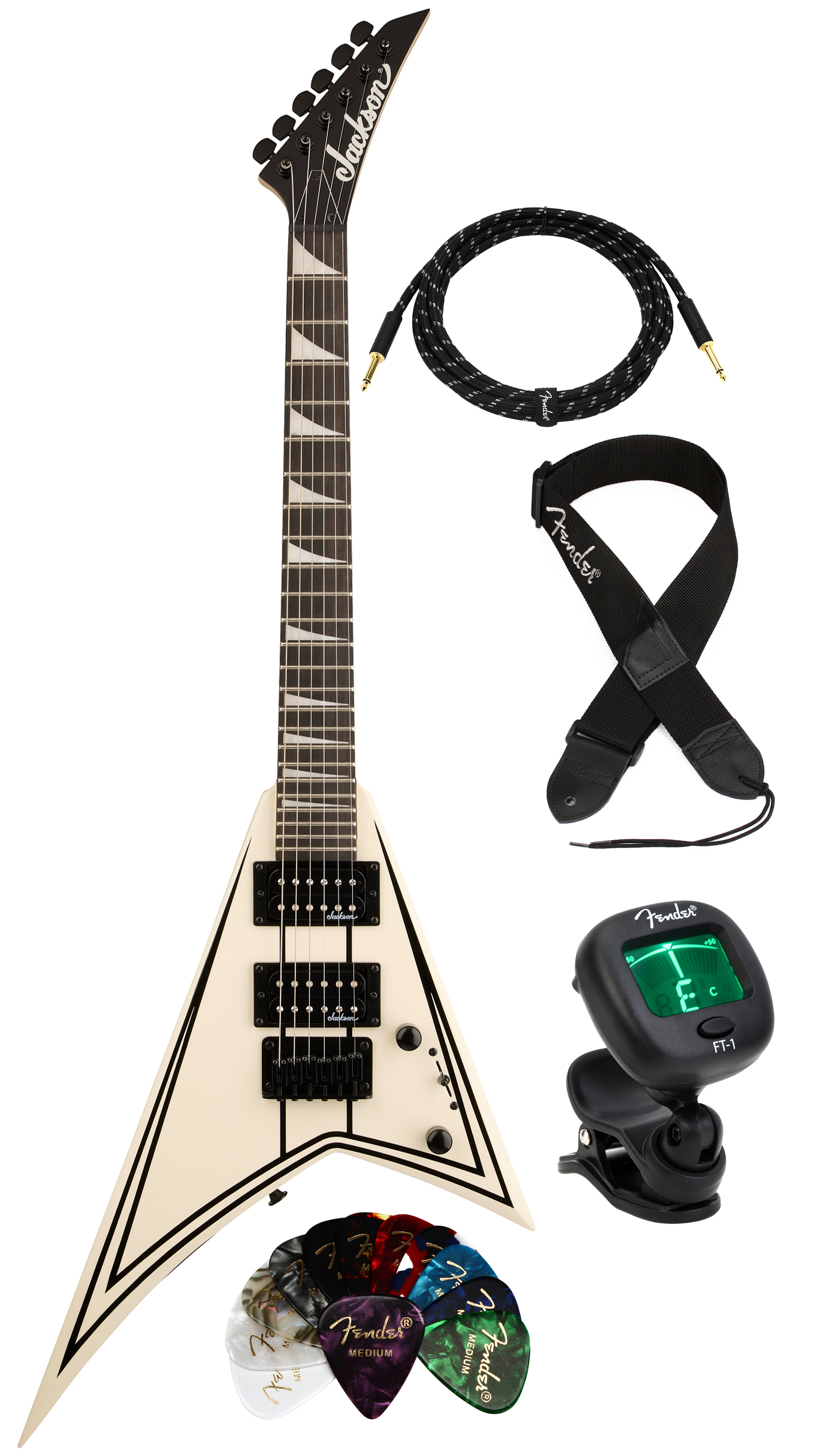 Jackson RR Minion JS1XM Electric Guitar Essentials Bundle - Snow White ...