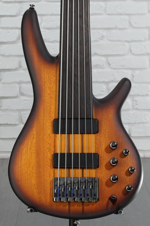 Ibanez SRF706 Fretless Bass Guitar - Brown Burst Flat