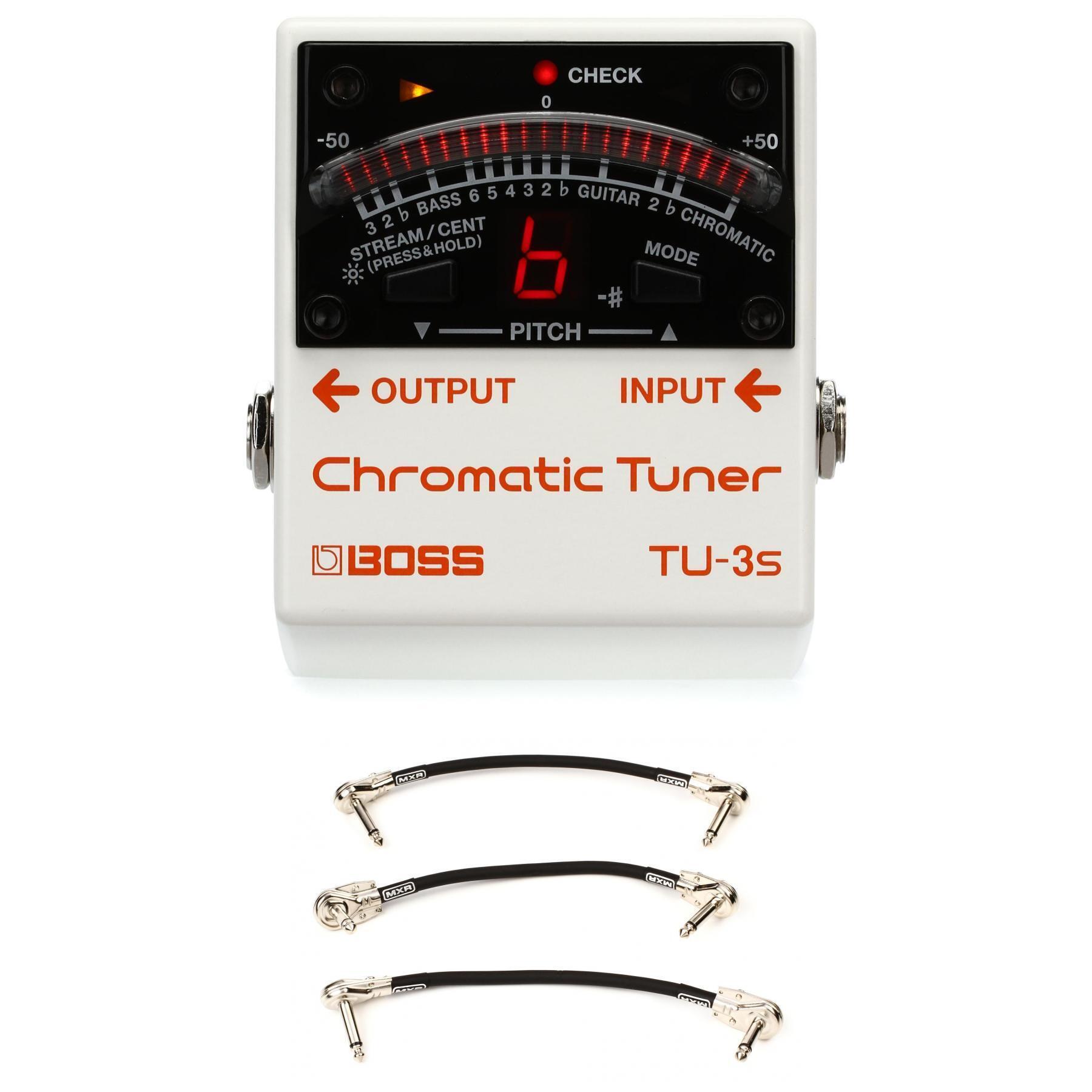 Boss TU-3S Chromatic Tuner with 3 Patch Cables | Sweetwater