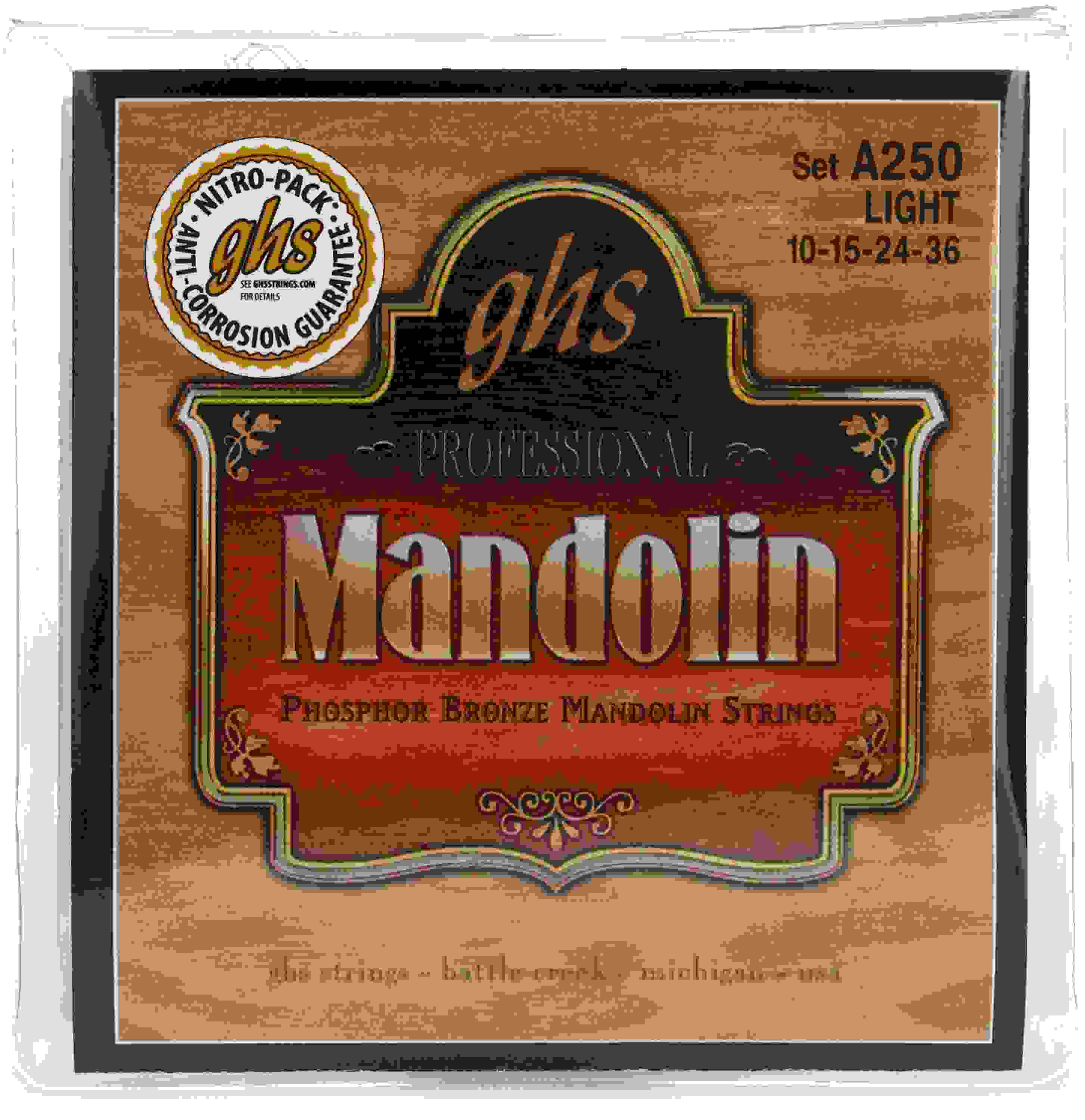 GHS A250 Phosphor Bronze Loop End Mandolin Strings - .010-.036 Light ...