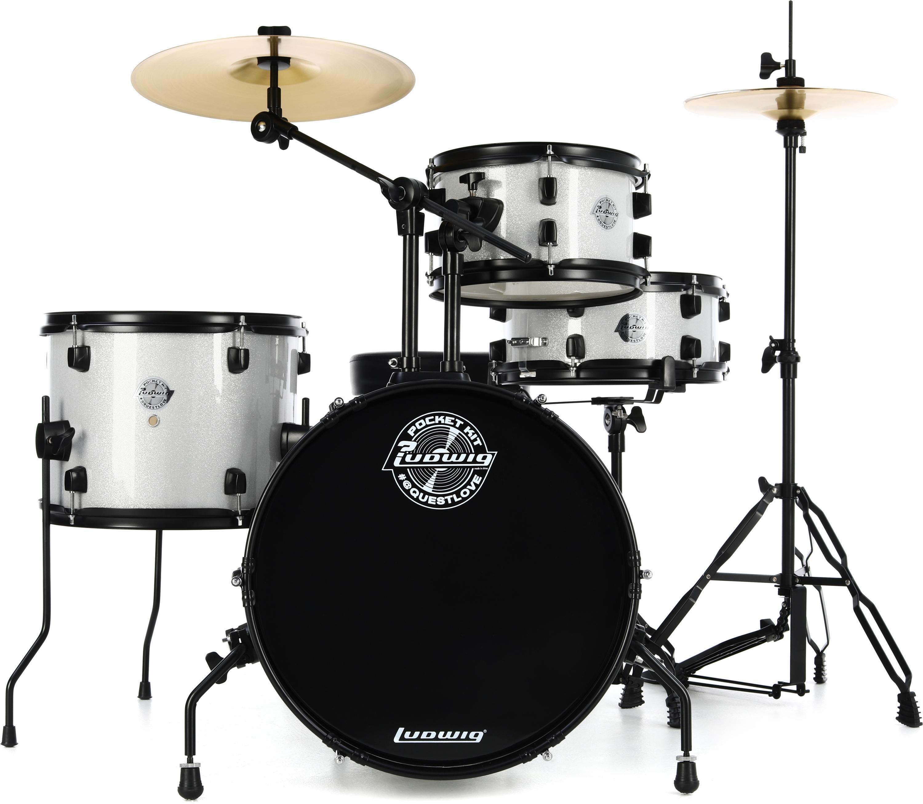 Ludwig Questlove Pocket Kit 4-piece Drum Set White Sparkle