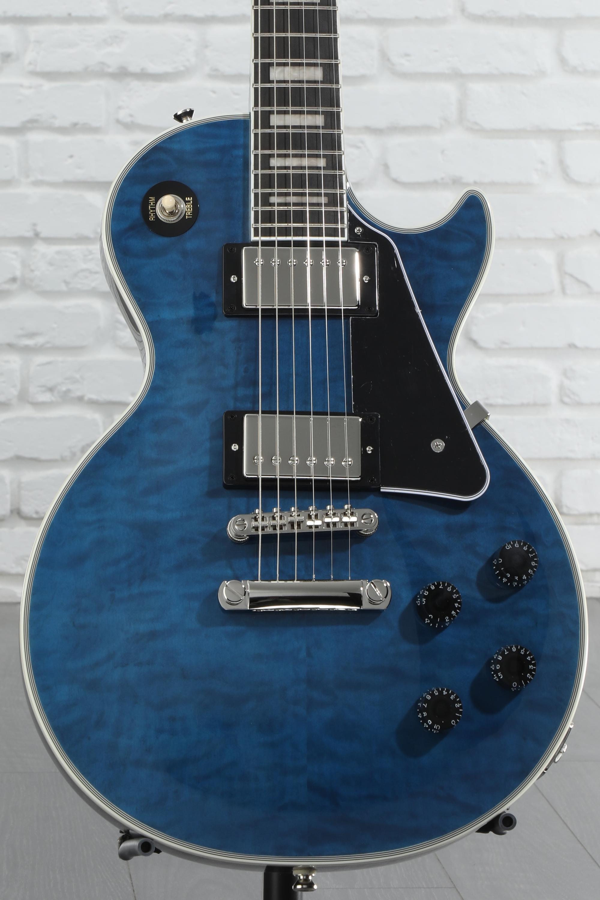 ギター Epiphone Les Paul Quilt Viper Blue Epiphone Les Paul Custom Quilt in Viper Blue w/Premium