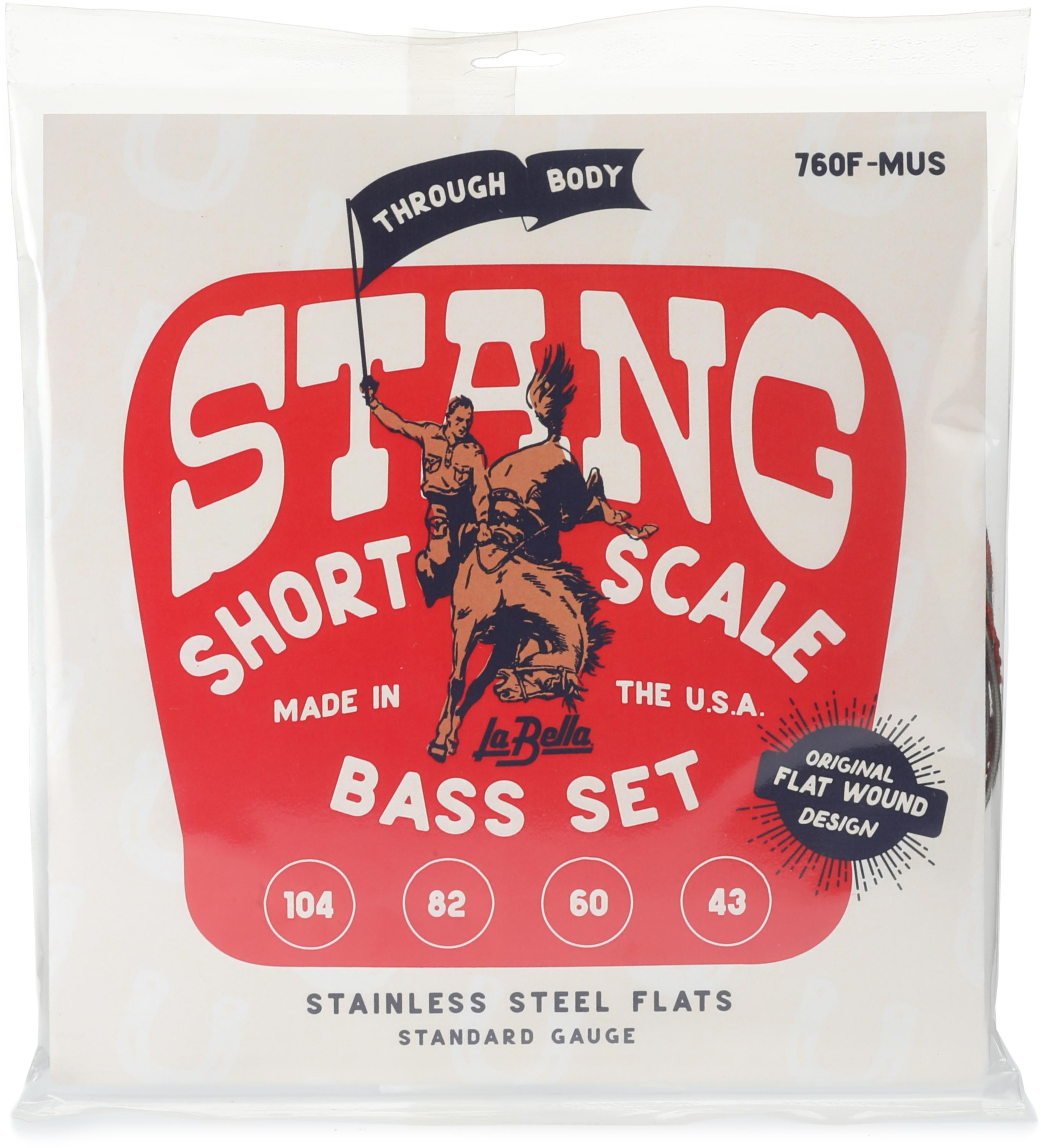 Photo of La Bella 760F-MUS Stang Flatwound Short-scale Bass Strings- .043-.104 Light