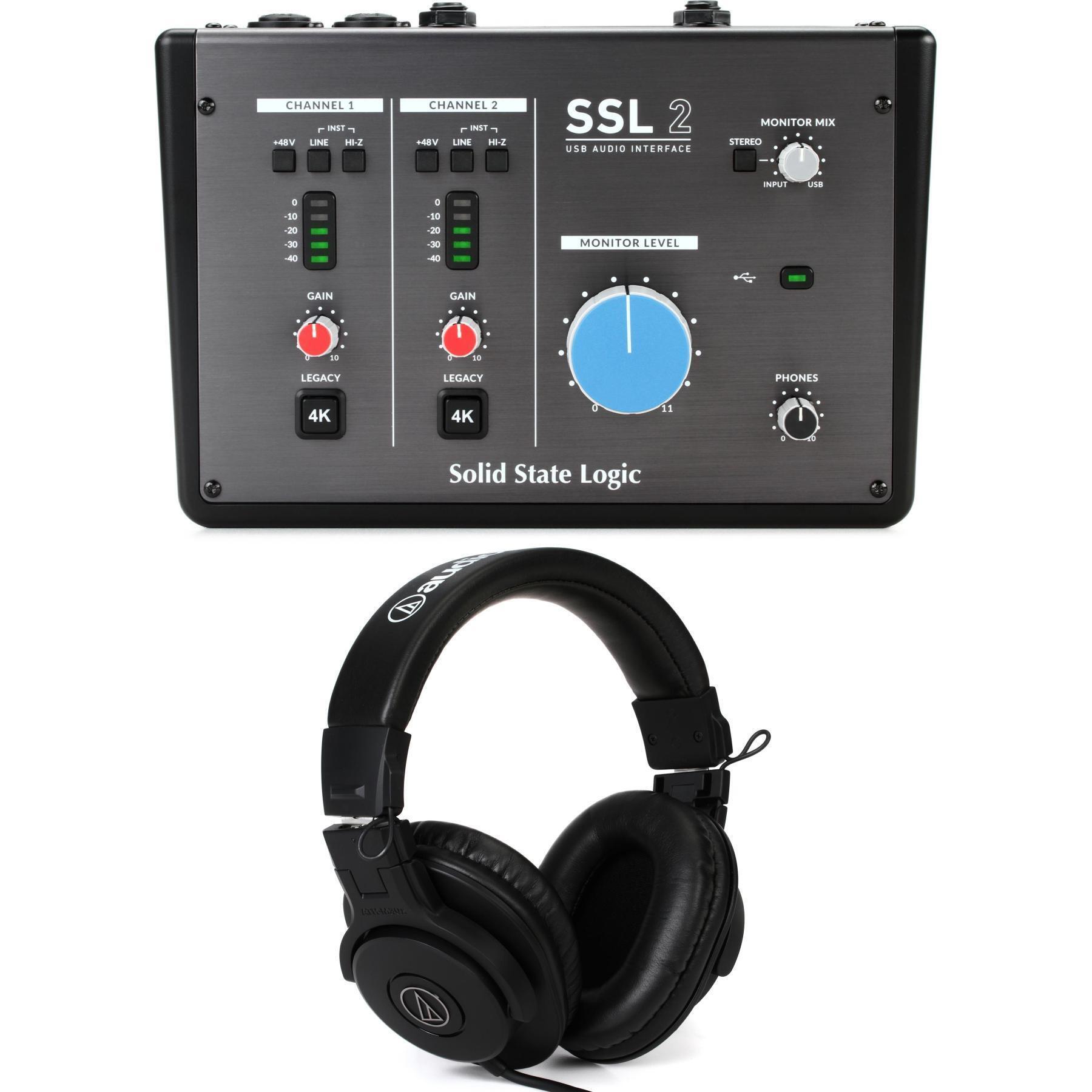 Solid State Logic SSL2 2x2 USB Audio Interface and Headphones