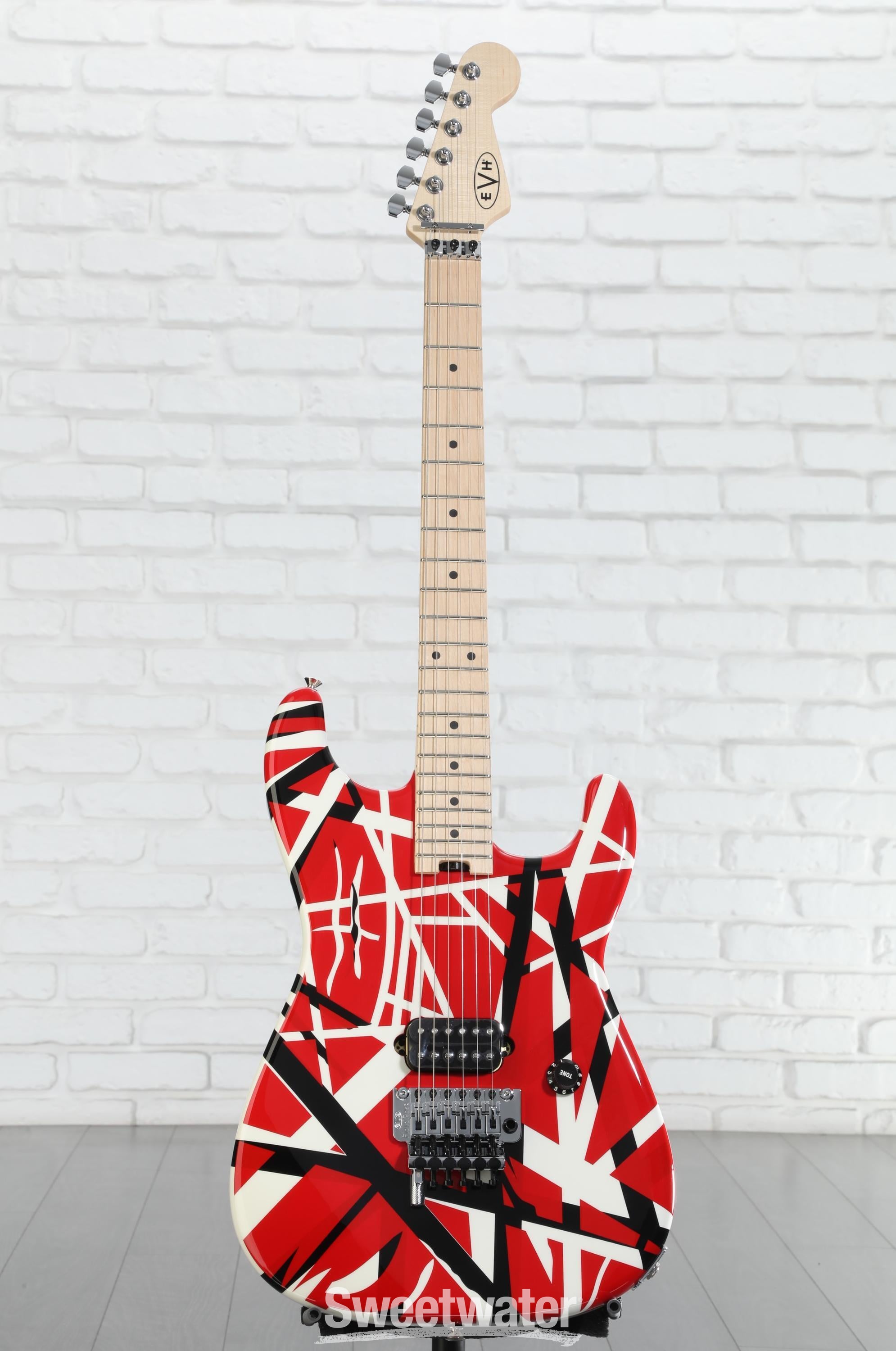 EVH Striped Series - Red with Black and White Stripes | Sweetwater