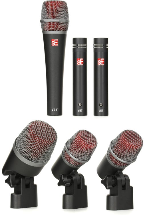 sE Electronics V Pack Club Standard Drum Microphone Bundle with Stands and Cables