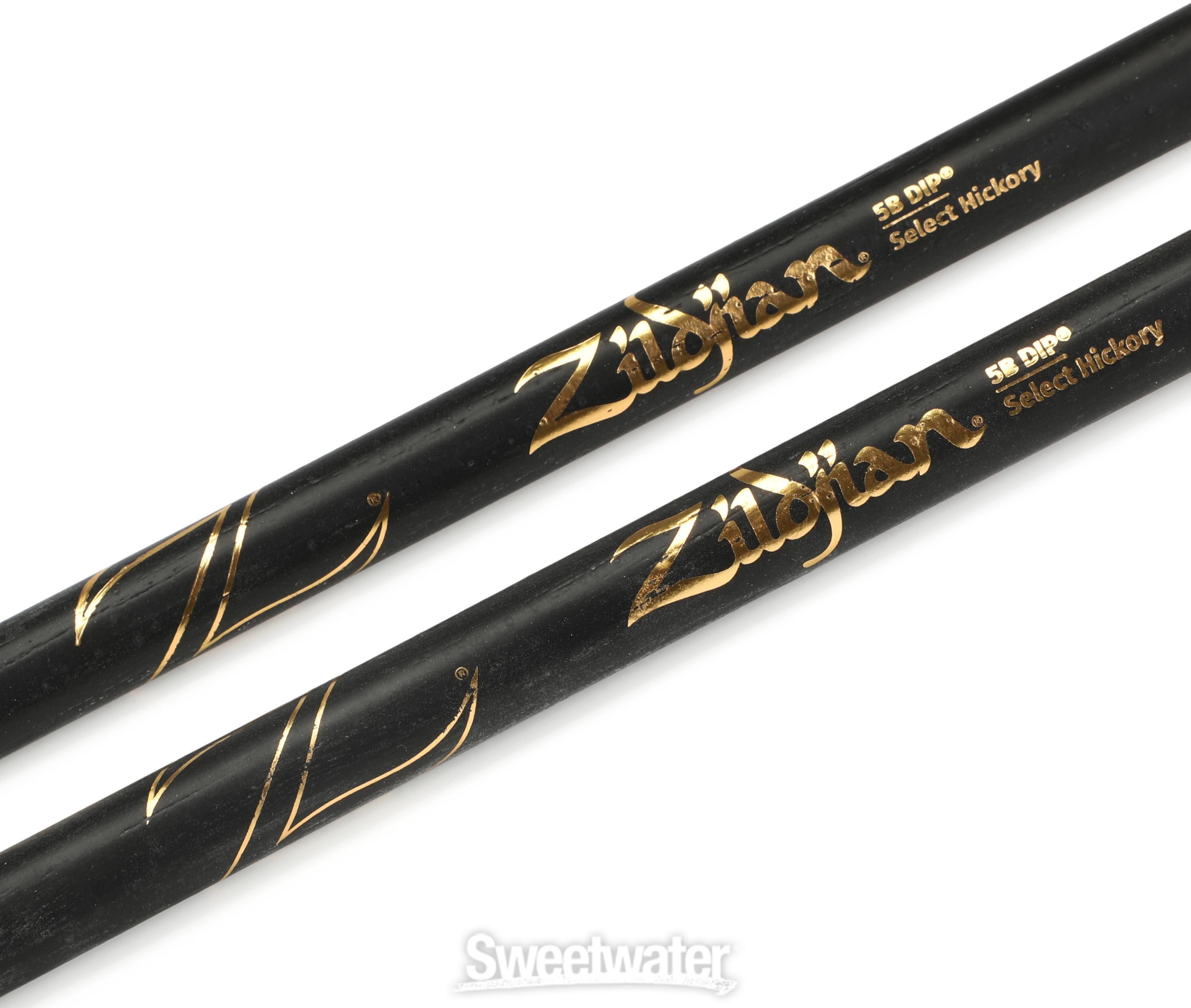 Zildjian Hickory Dip Series Drumsticks - 5B - Nylon Tip - Black