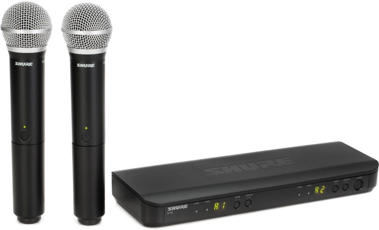 Shure BLX288/PG58 Dual Channel Wireless Handheld Microphone System - H9 Band