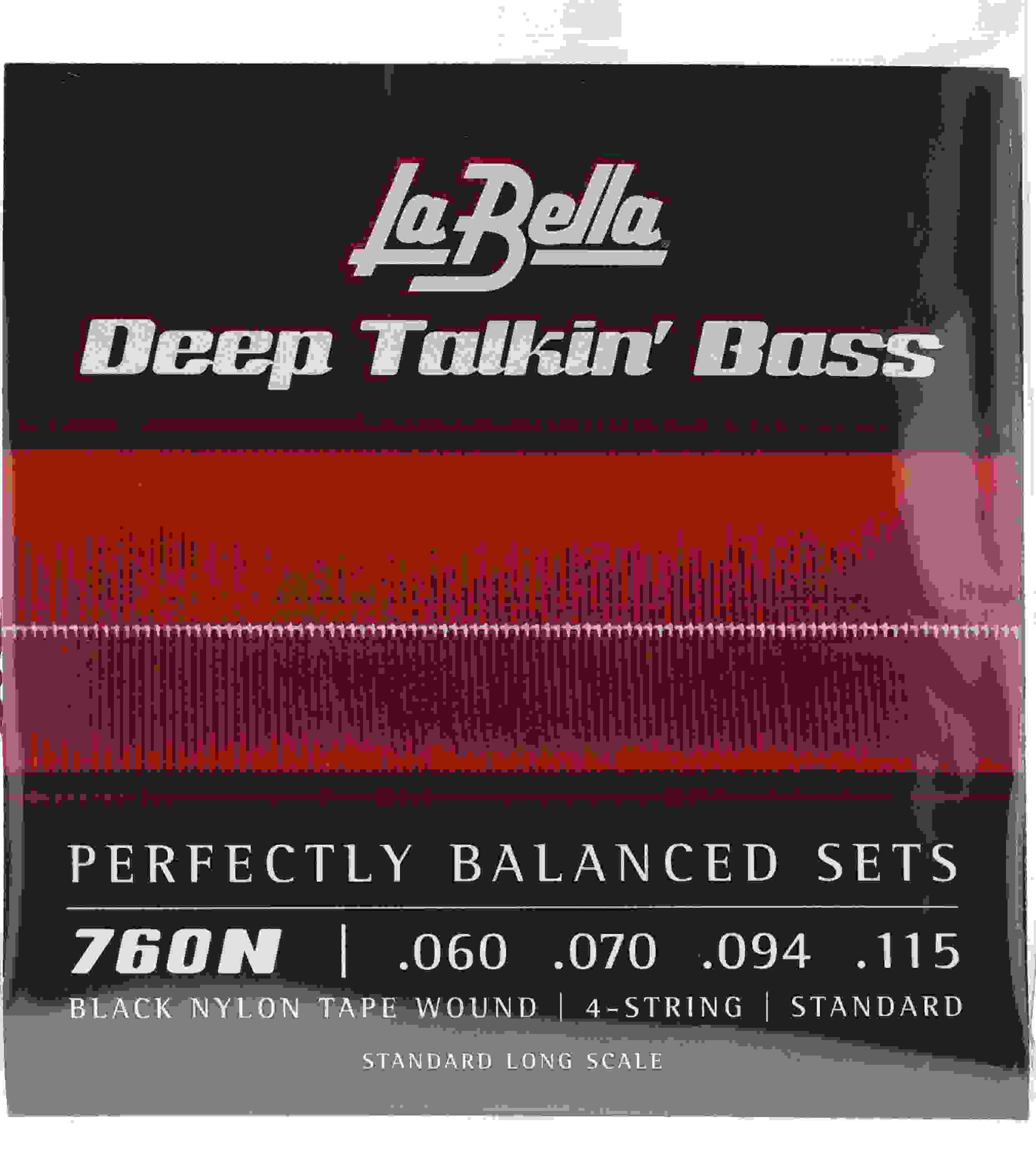 La Bella 760N Deep Talkin' Bass Black Nylon Tapewound Bass Guitar Strings - .060-.115 Standard