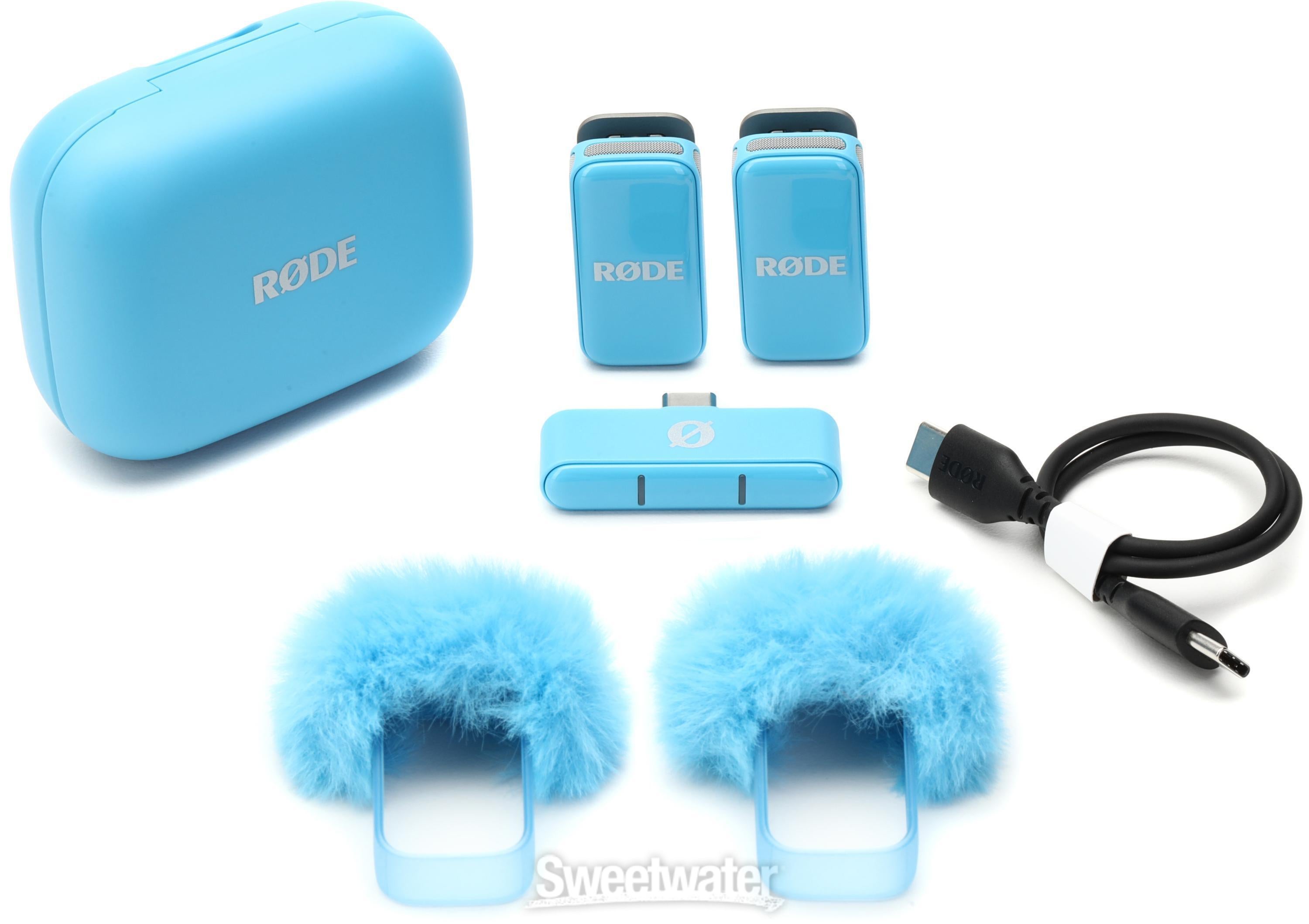 Rode Wireless Micro Microphone Kit - USB-C, Blue | Sweetwater