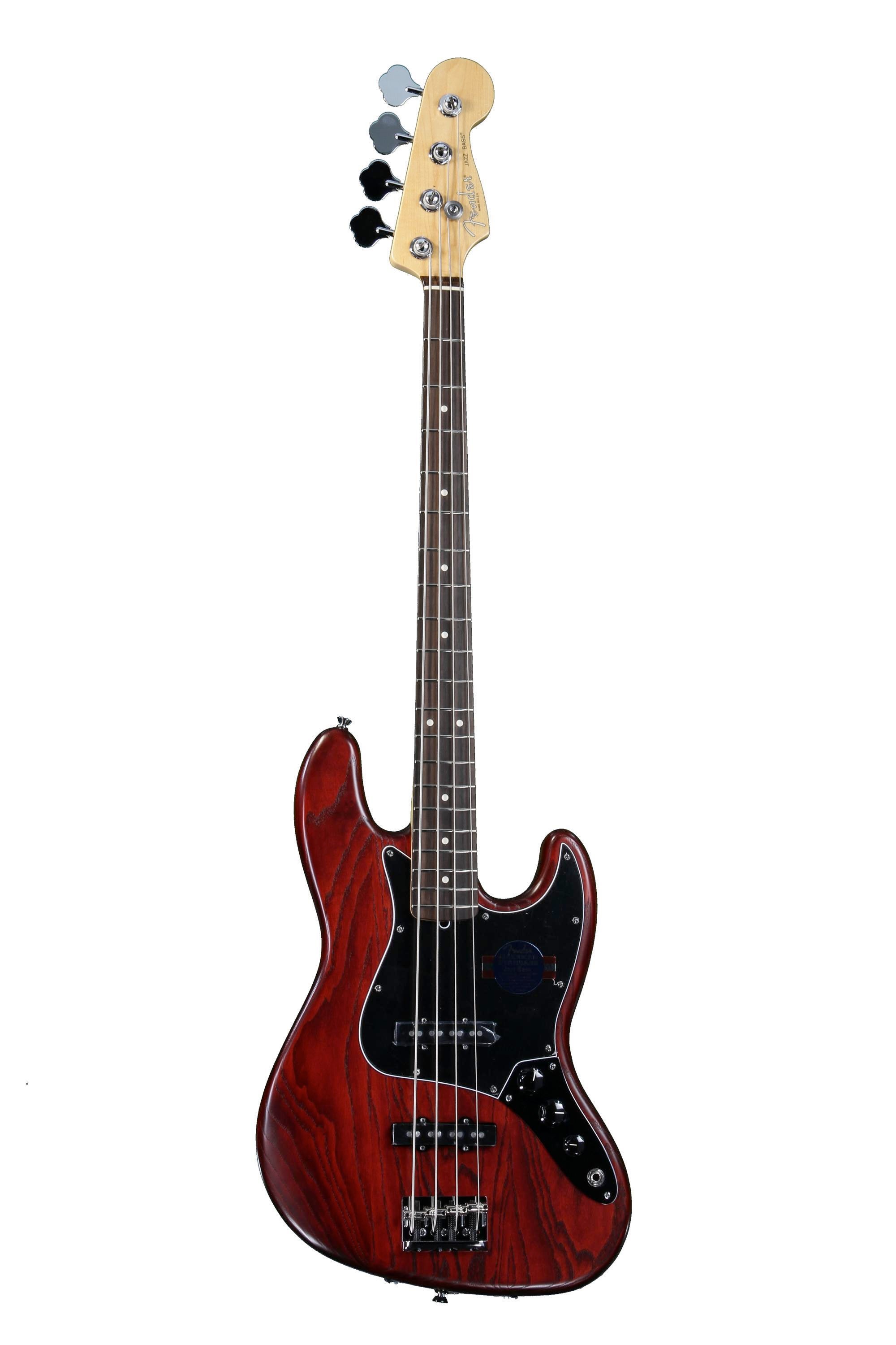Fender American Standard Hand-stained Ash Jazz Bass - Wine Red FSR