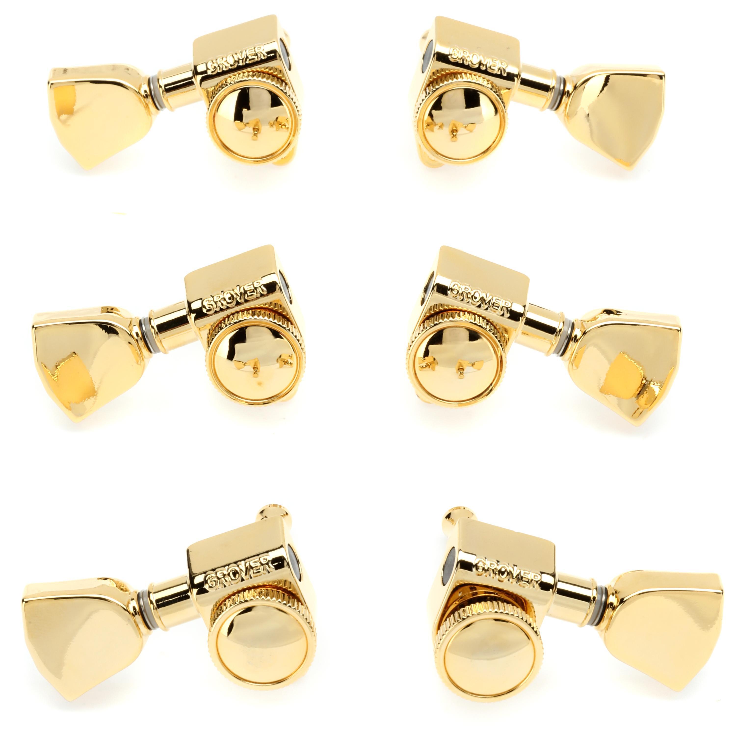 Grover 502GK Roto-Grip Locking Tuners - 3+3 Gold Keystone Button