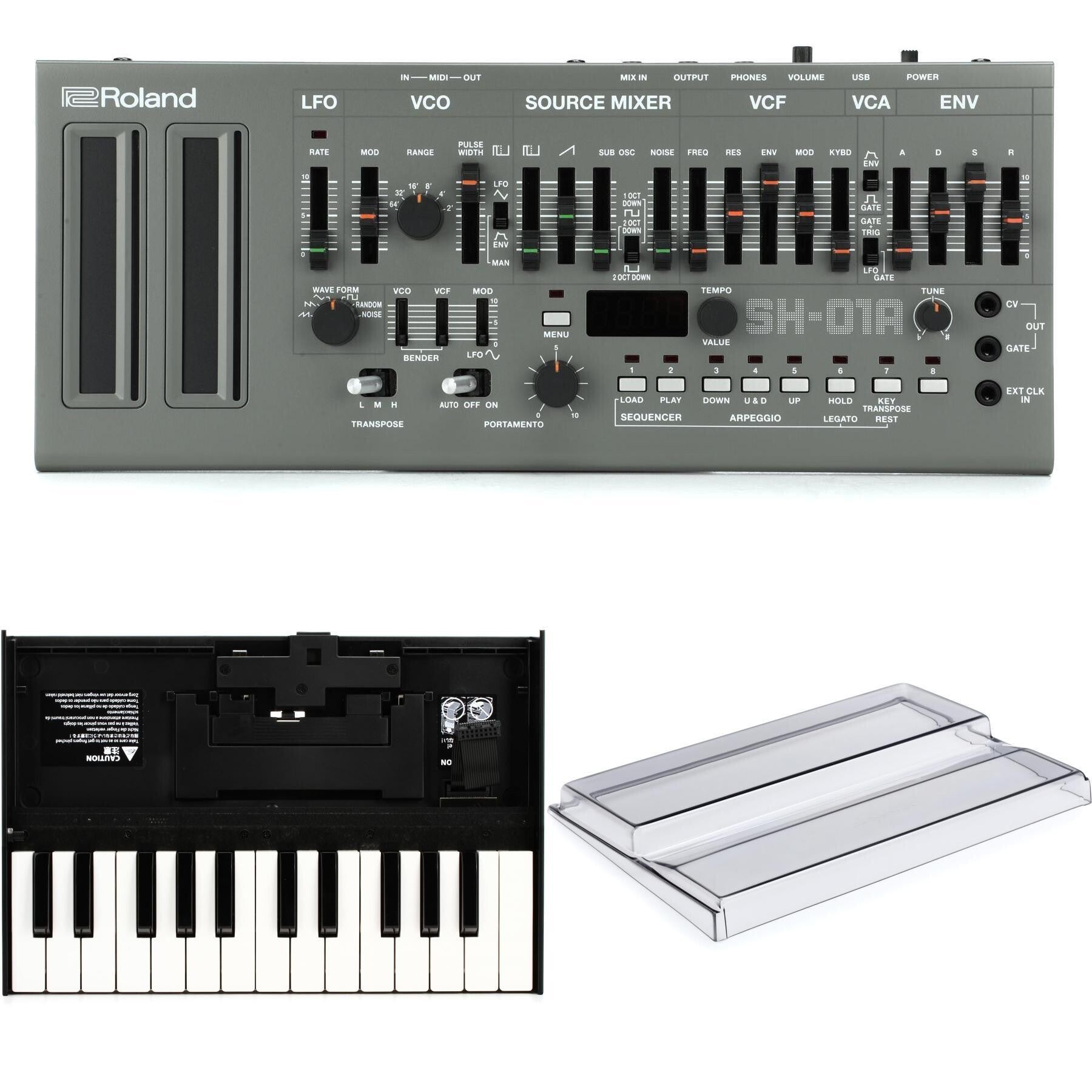 Roland SH-01A Boutique Series Synthesizer with Sequencer with Keyboard and  Decksaver Bundle