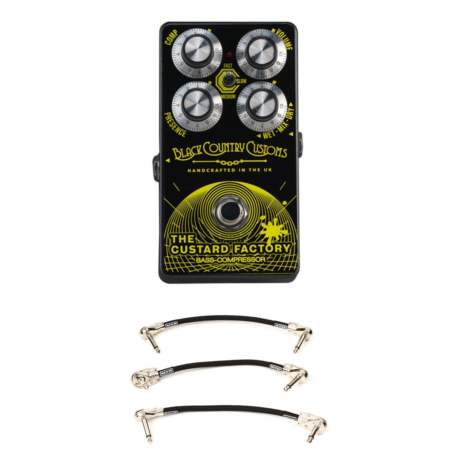 Laney Black Country Customs The Custard Factory Bass Compressor Pedal with  3 Patch Cables