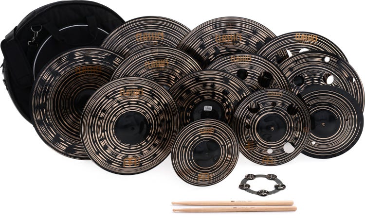 Meinl Cymbals Classics Custom Dark Set - 6/10/12/15/16/17/18/18/20/20 inch - with Free 22 inch bag and 5A Sticks