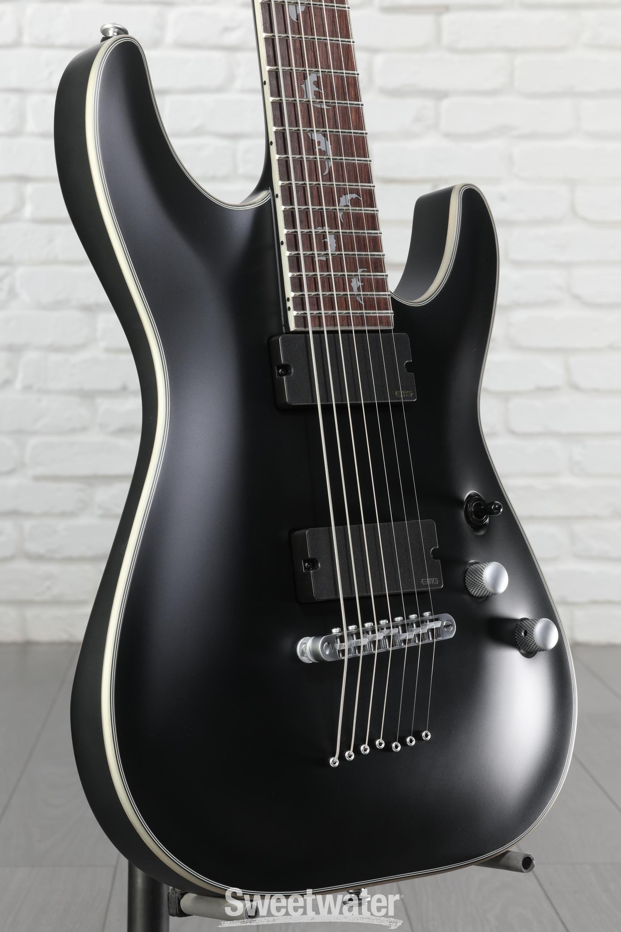 Schecter Damien Platinum 7 Electric Guitar - Satin Black | Sweetwater