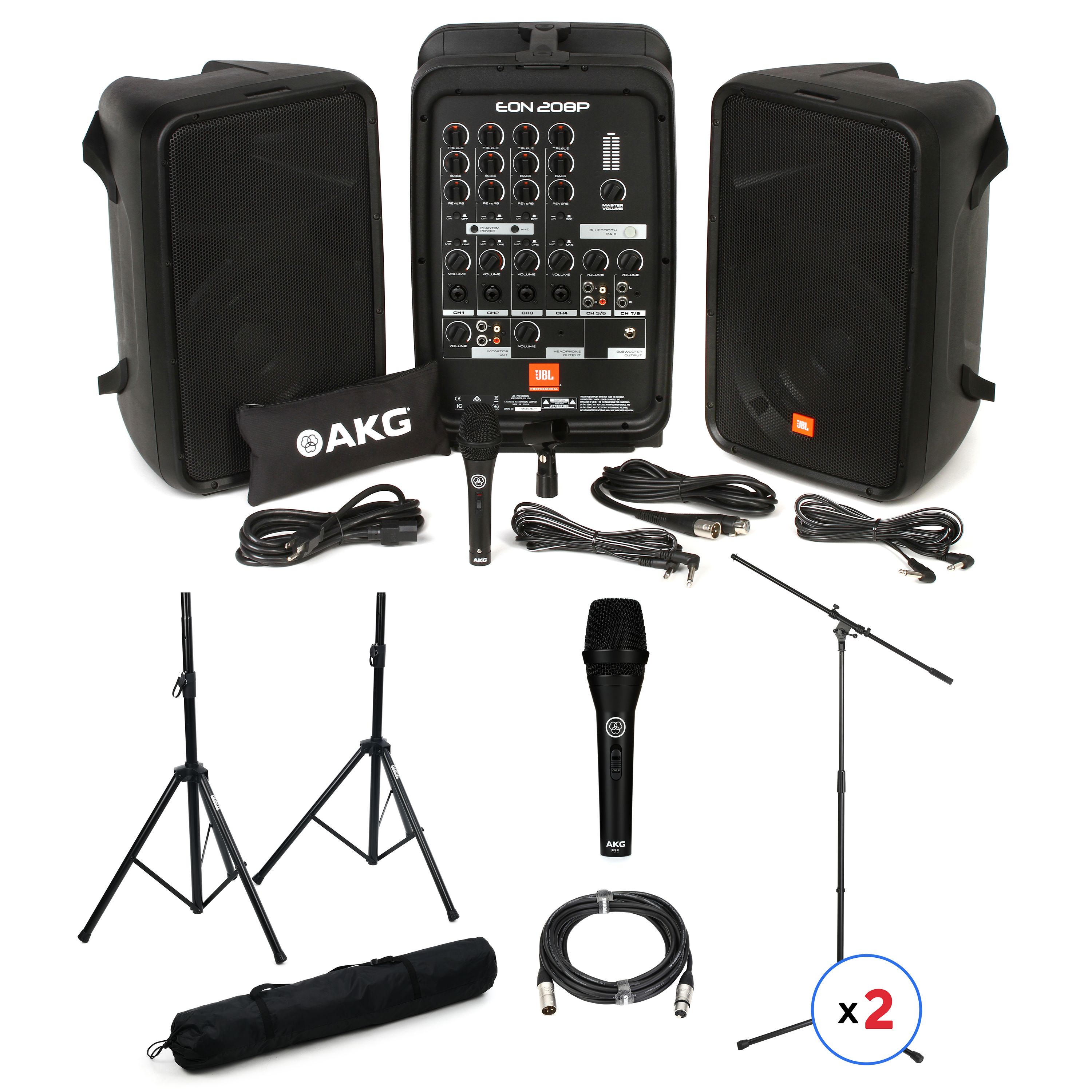 JBL EON208P 2 Performer Portable PA System Bundle | Sweetwater
