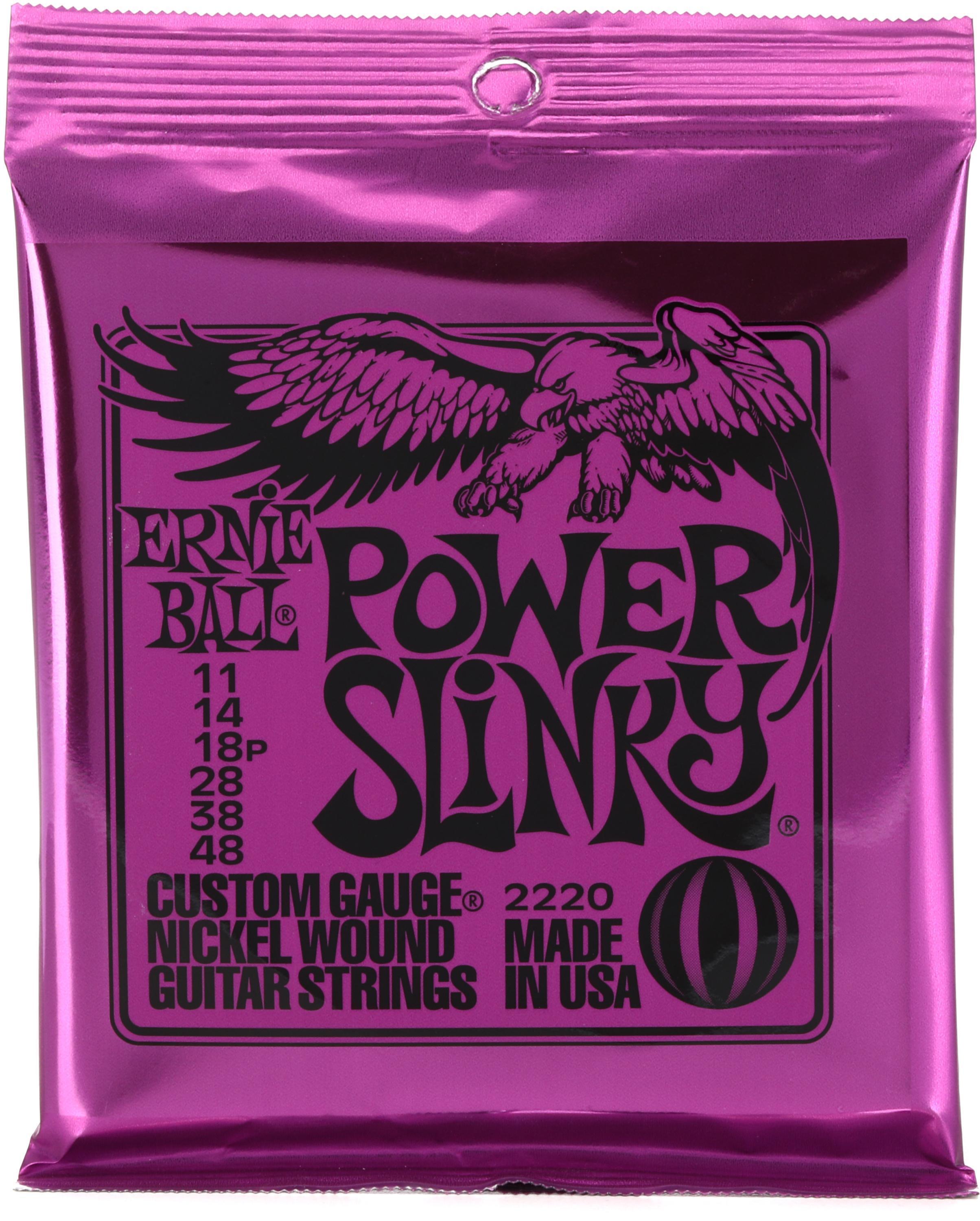 Bundled Item: Ernie Ball 2220 Power Slinky Nickel Wound Electric Guitar Strings - .011-.048