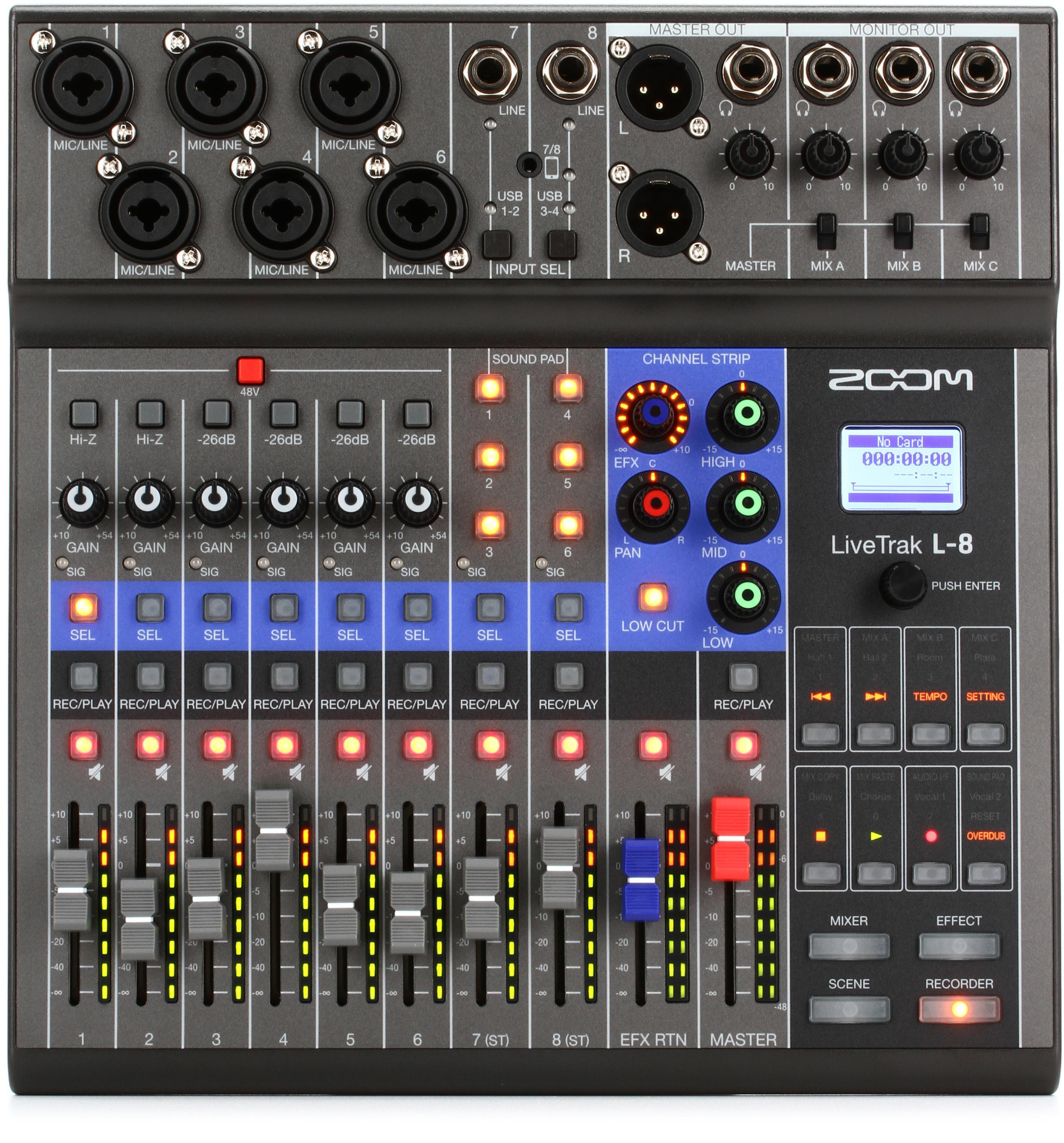 Zoom L8 Digital Mixer/Recorder with Microphone and Headphones Pack