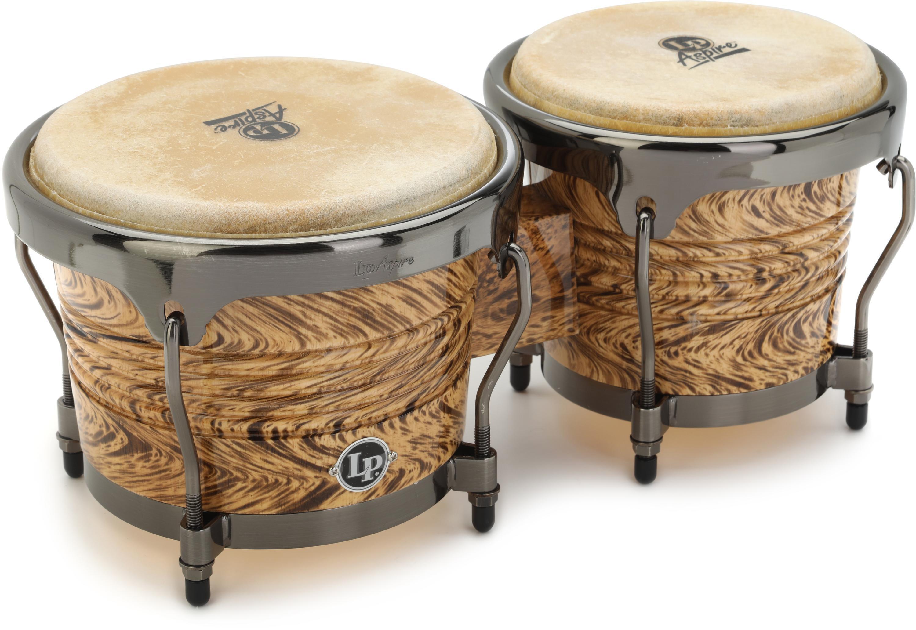 Latin Percussion Aspire Wood Bongos - Natural with Black Hardware 
