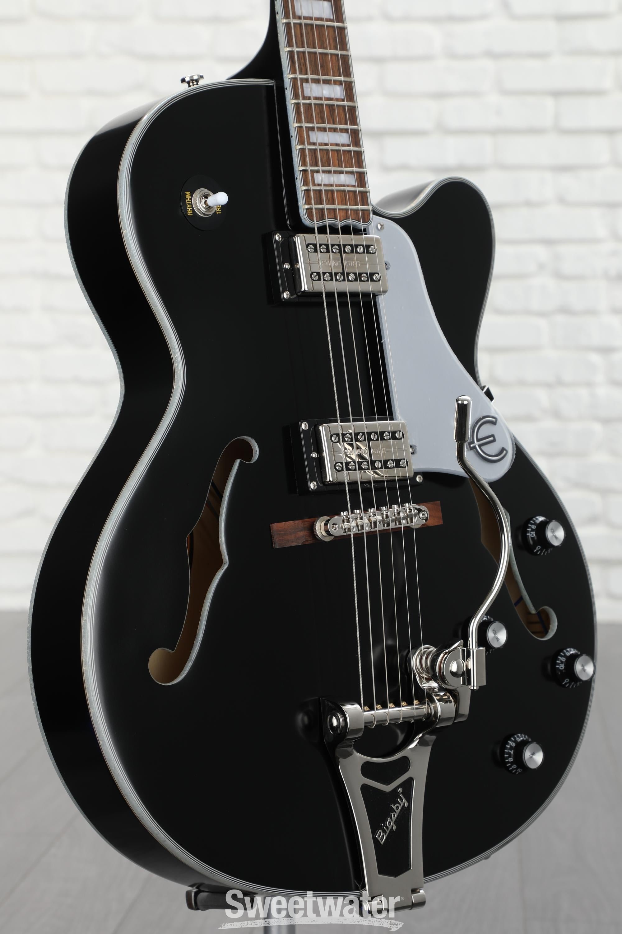 Epiphone Emperor Swingster Hollowbody - Black Aged Gloss Reviews |  Sweetwater