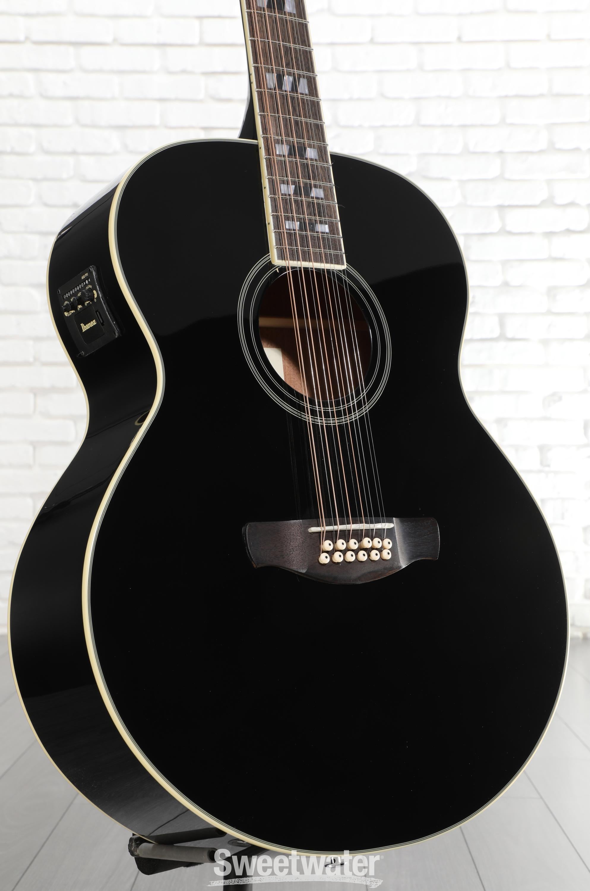Photo of Ibanez AJ7012M1E Artwood Jumbo 12-string Acoustic-electric Guitar - Black