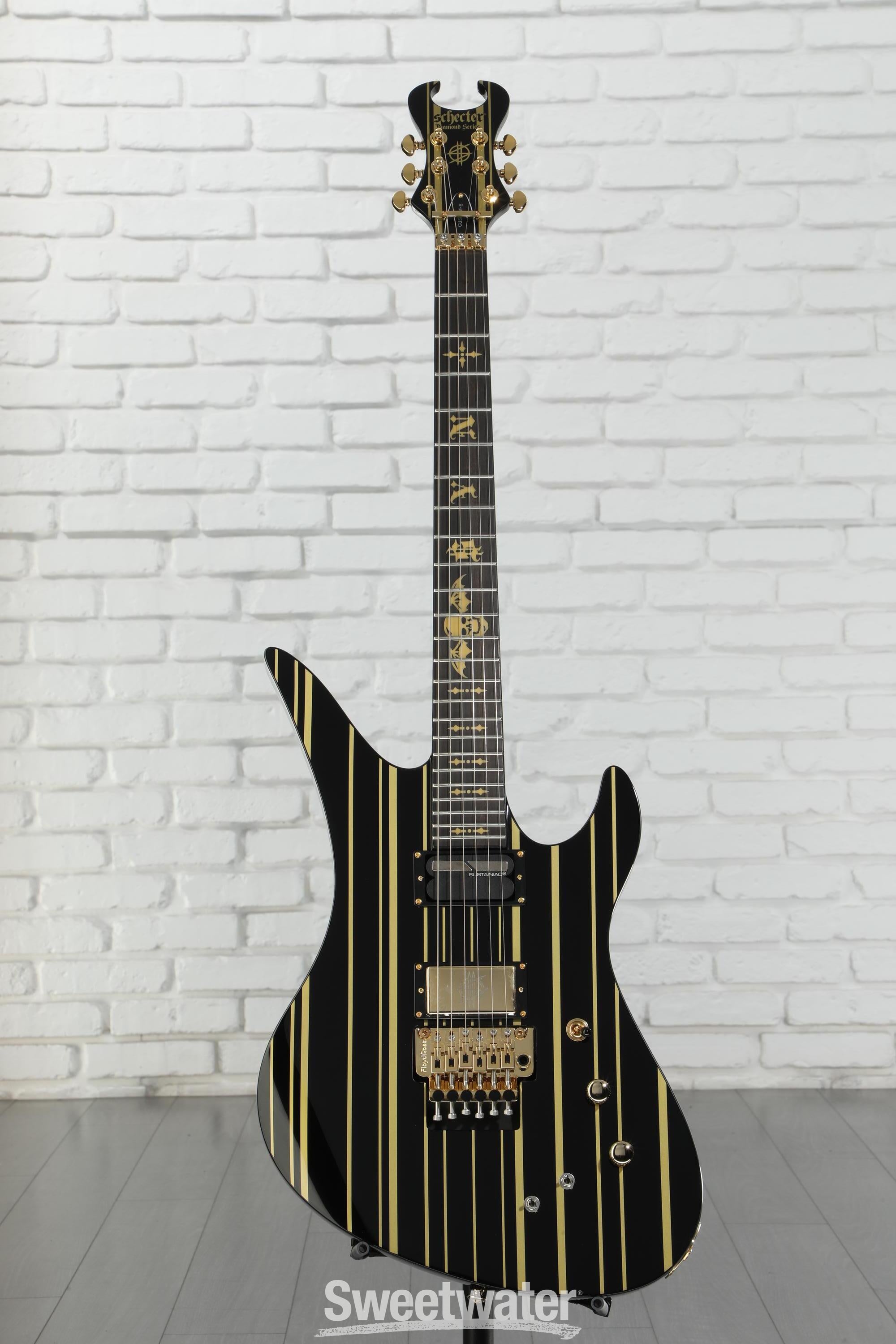 Schecter Synyster Gates Custom-S - Black with Gold Stripes