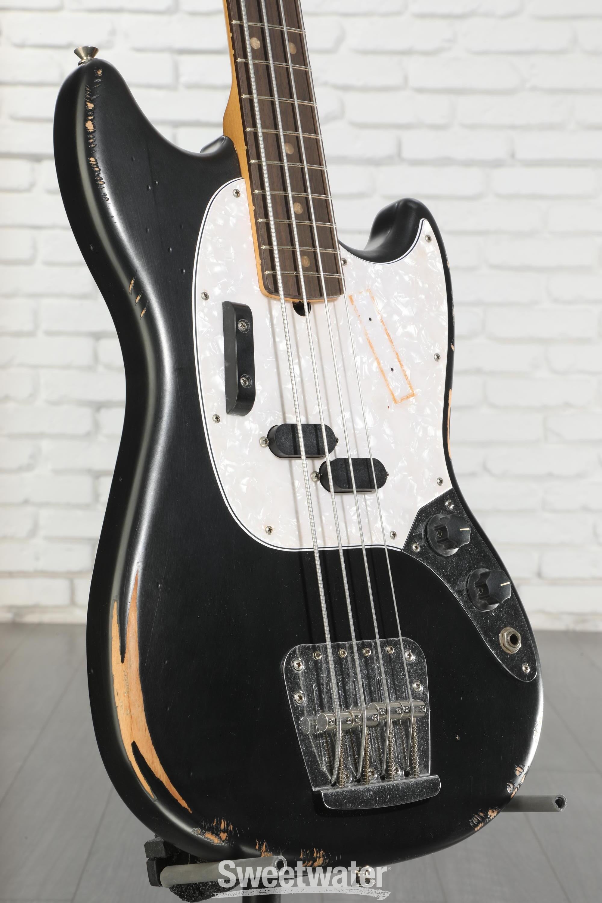 Fender JMJ Road Worn Mustang Bass - Black | Sweetwater