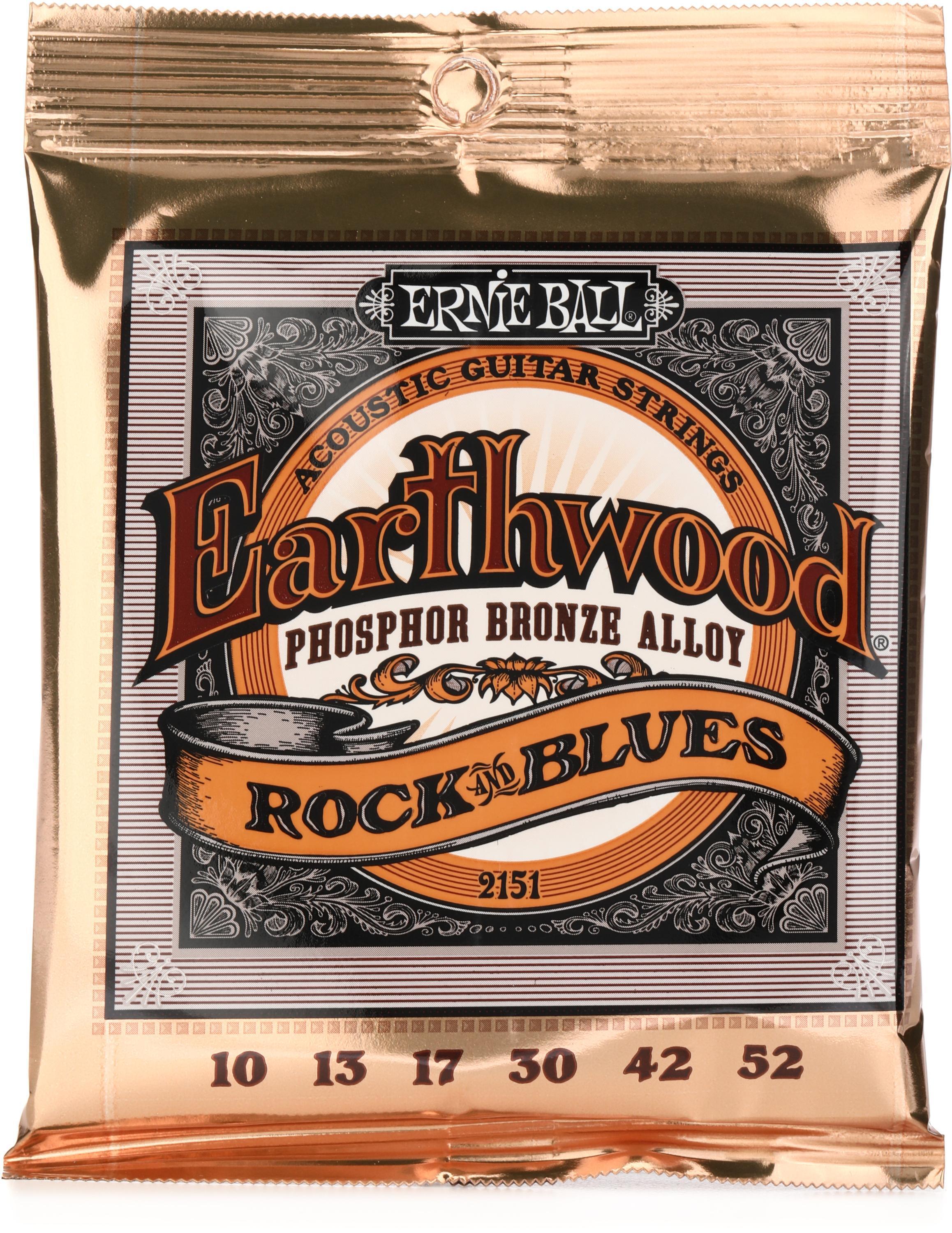 Bundled Item: Ernie Ball 2151 Earthwood Phosphor Bronze Acoustic Guitar Strings - .010-.052 Rock and Blues