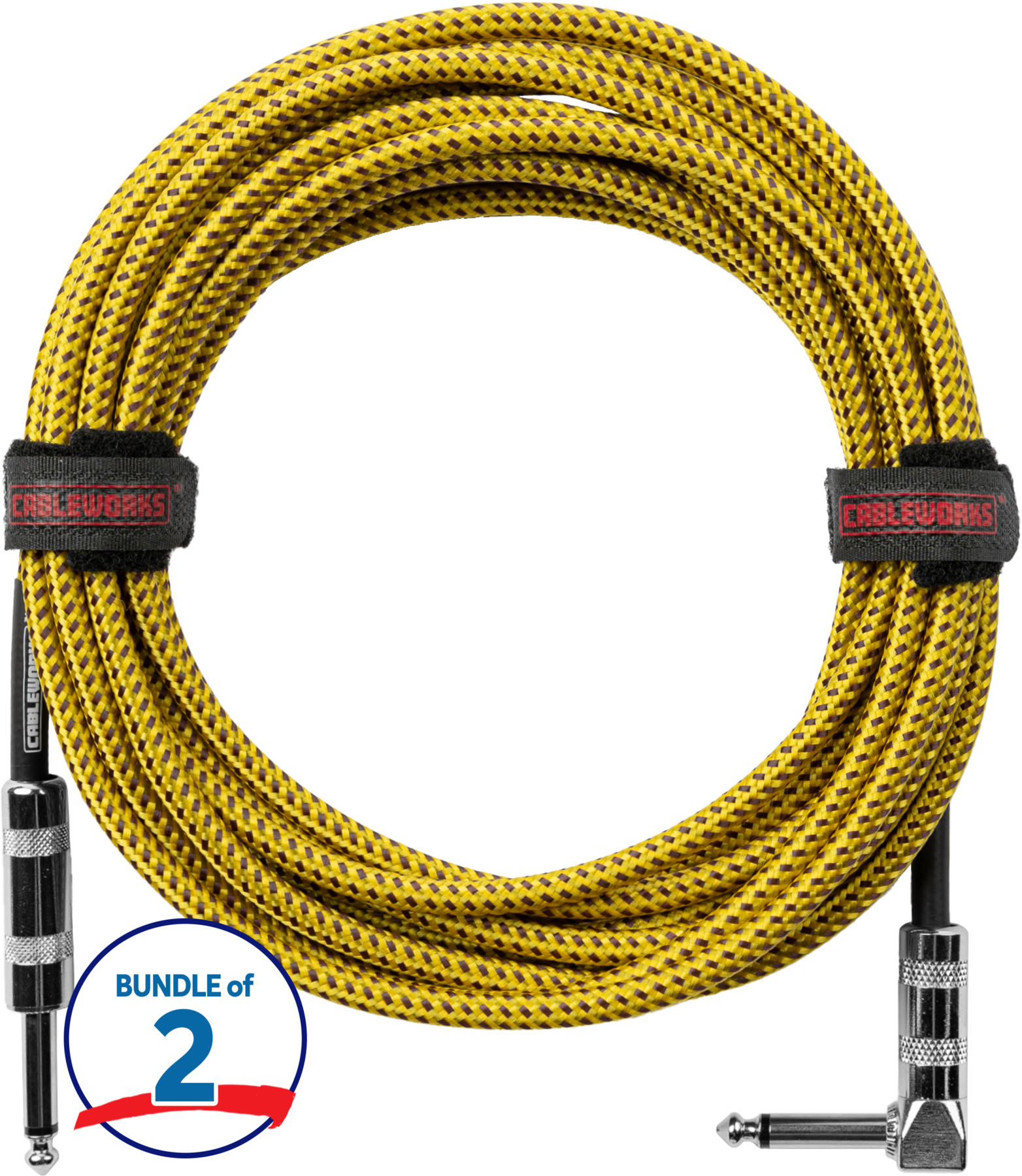 Photo of Gator Cableworks Backline Series Braided Instrument Cable - Brown/Yellow, 10 foot (2-pack)
